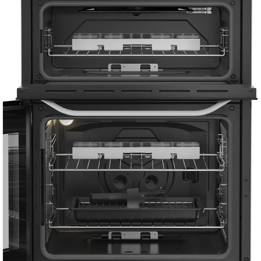 Hotpoint HDG6GDCW 60cm Freestanding Gas Double Oven Cooker with Glass Lid In White