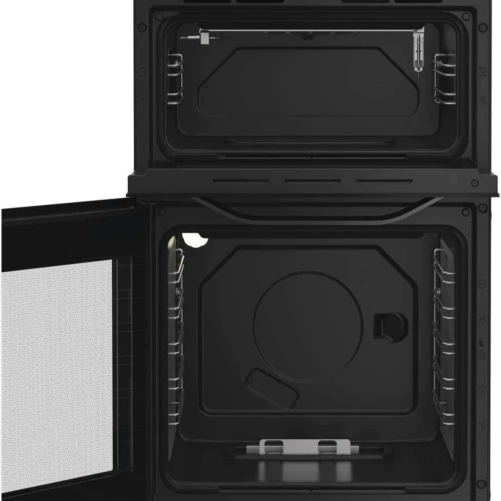 Hotpoint HTG5GCB 50cm Freestanding Gas Twin Cavity Cooker In Black