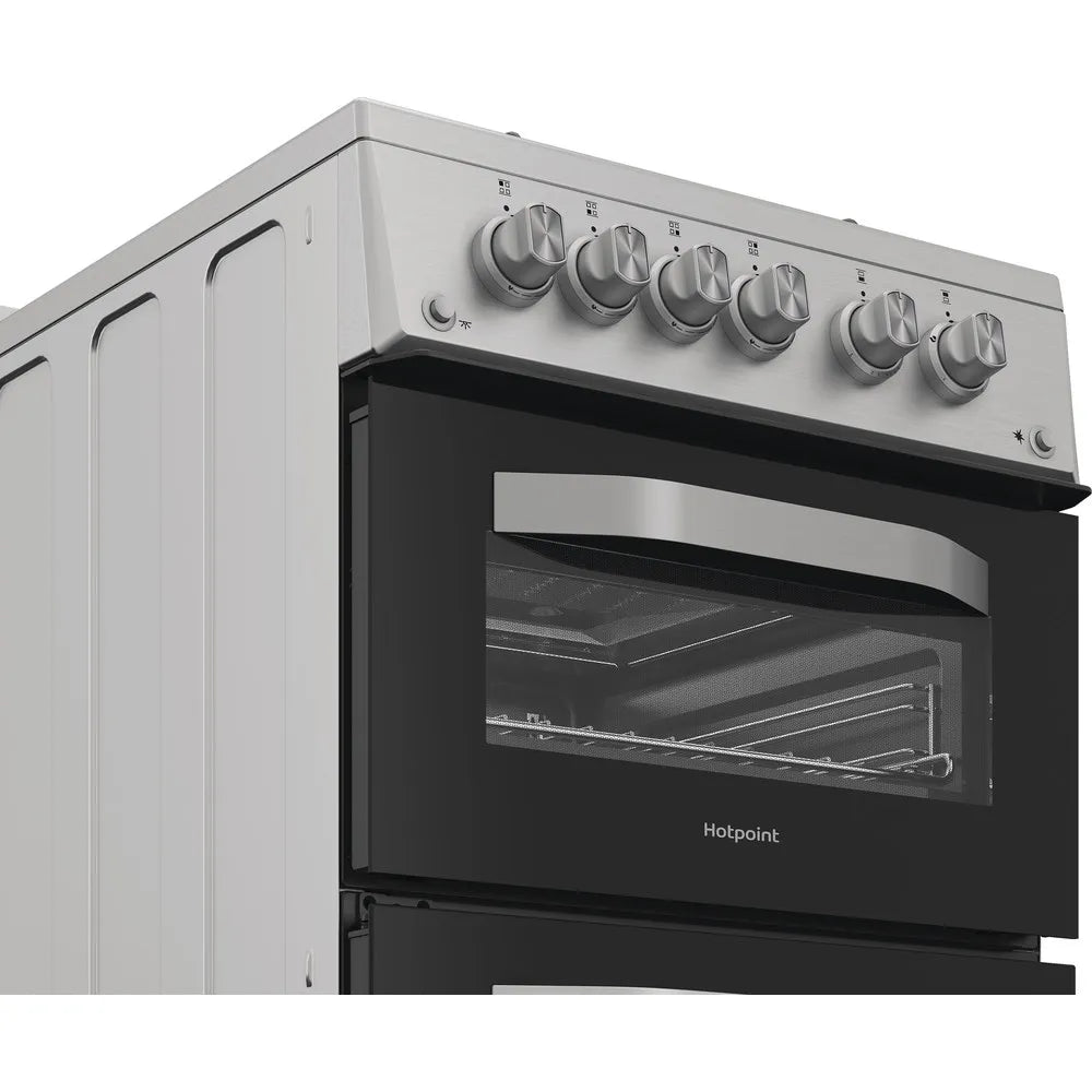 Hotpoint HDG5GCX 50cm Freestanding Gas Double Oven Cooker In Stainless Steel