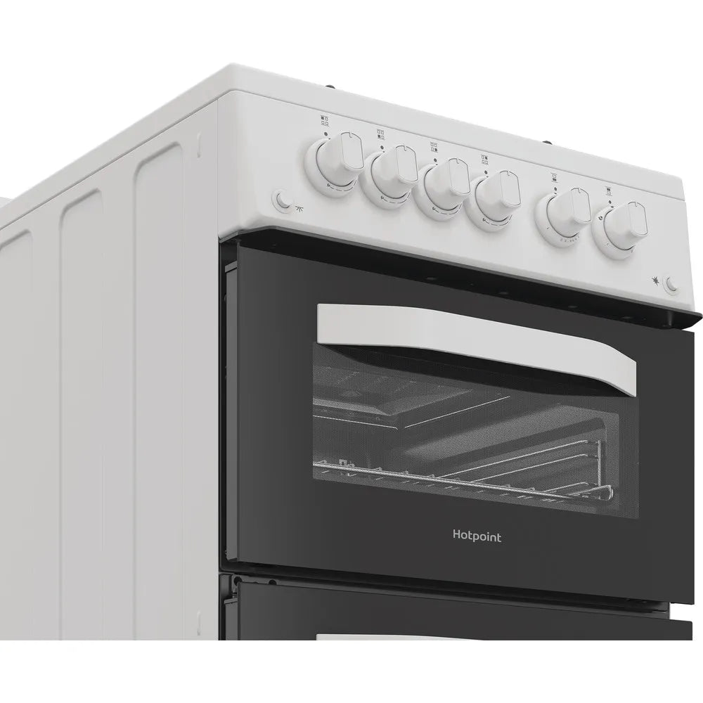 Hotpoint HDG5GCW 50cm Freestanding Gas Double Oven Cooker In White