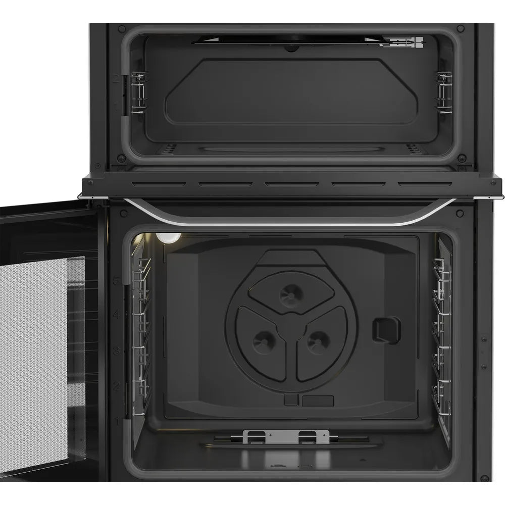 Hotpoint HDG6GDCX 60cm Freestanding Gas Double Oven Cooker with Glass Lid In Stainless Steel