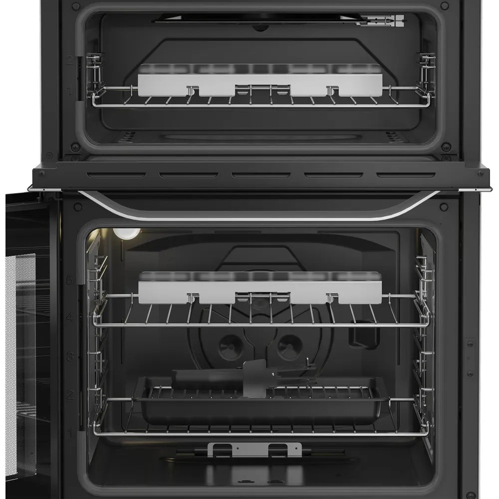 Hotpoint HDG6GDCX 60cm Freestanding Gas Double Oven Cooker with Glass Lid In Stainless Steel