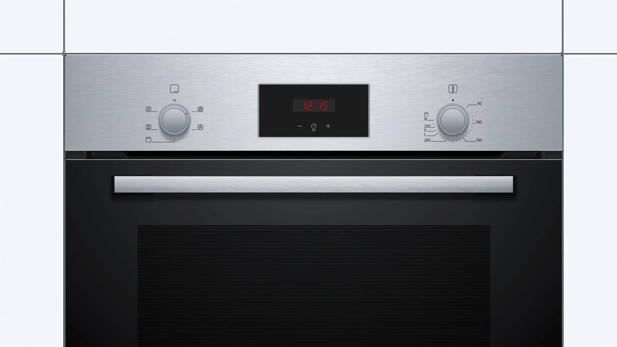 Bosch HHF113BR0B 59.4cm Serie 2 Built In Electric Single Oven with 3D Hot Air - Stainless Steel