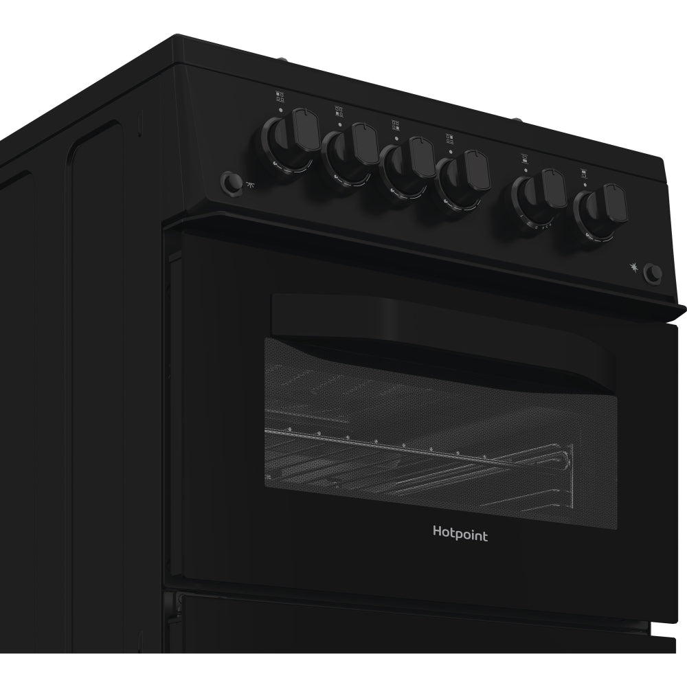 Hotpoint HDG5GCB 50cm Freestanding Gas Double Oven Cooker In Black