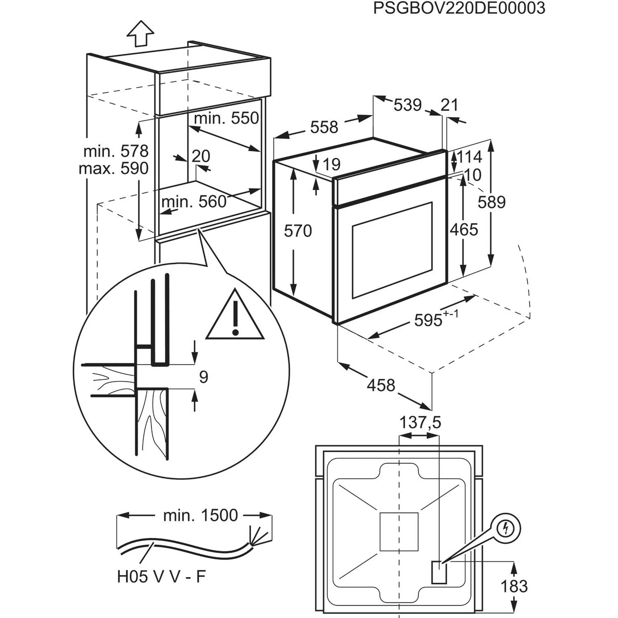 AEG BCX23101EM 59.4cm Built In Electric Single Oven - Stainless