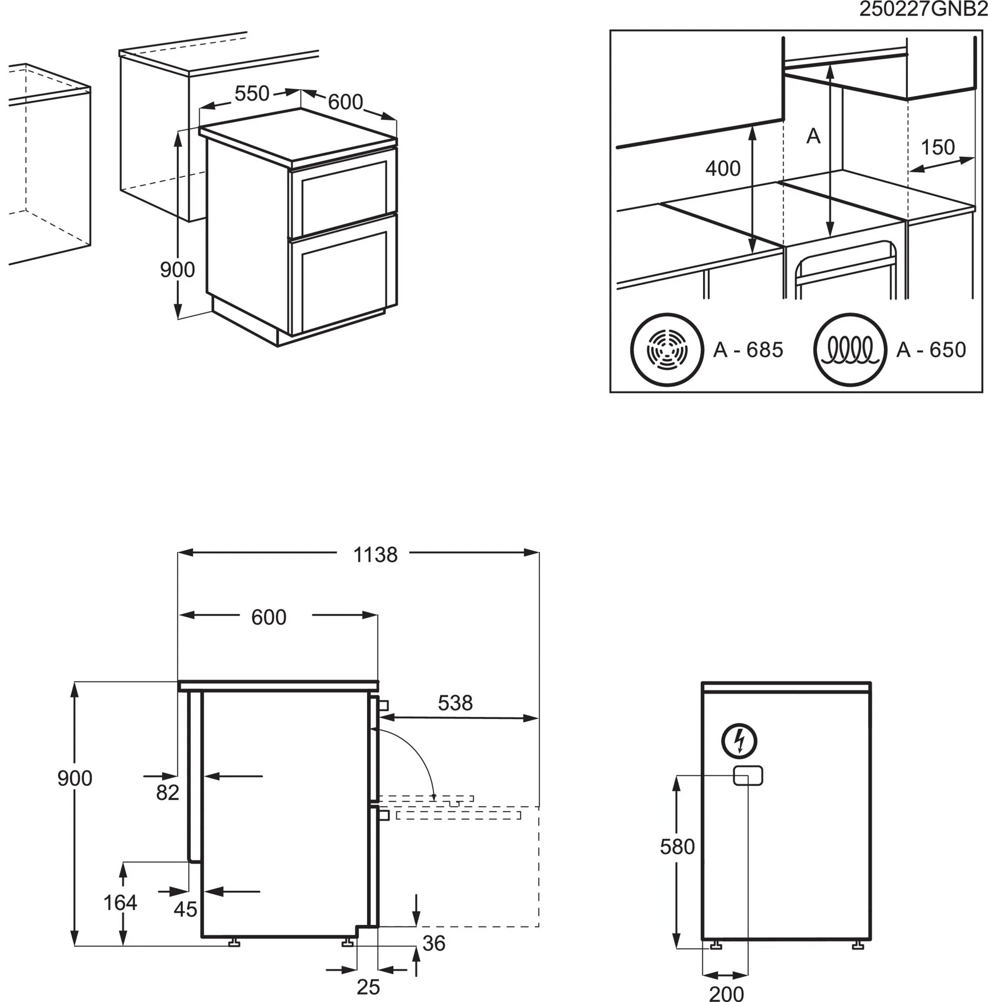 AEG CCX1530ACW 55cm Double Oven Electric Cooker with Ceramic Hob - White