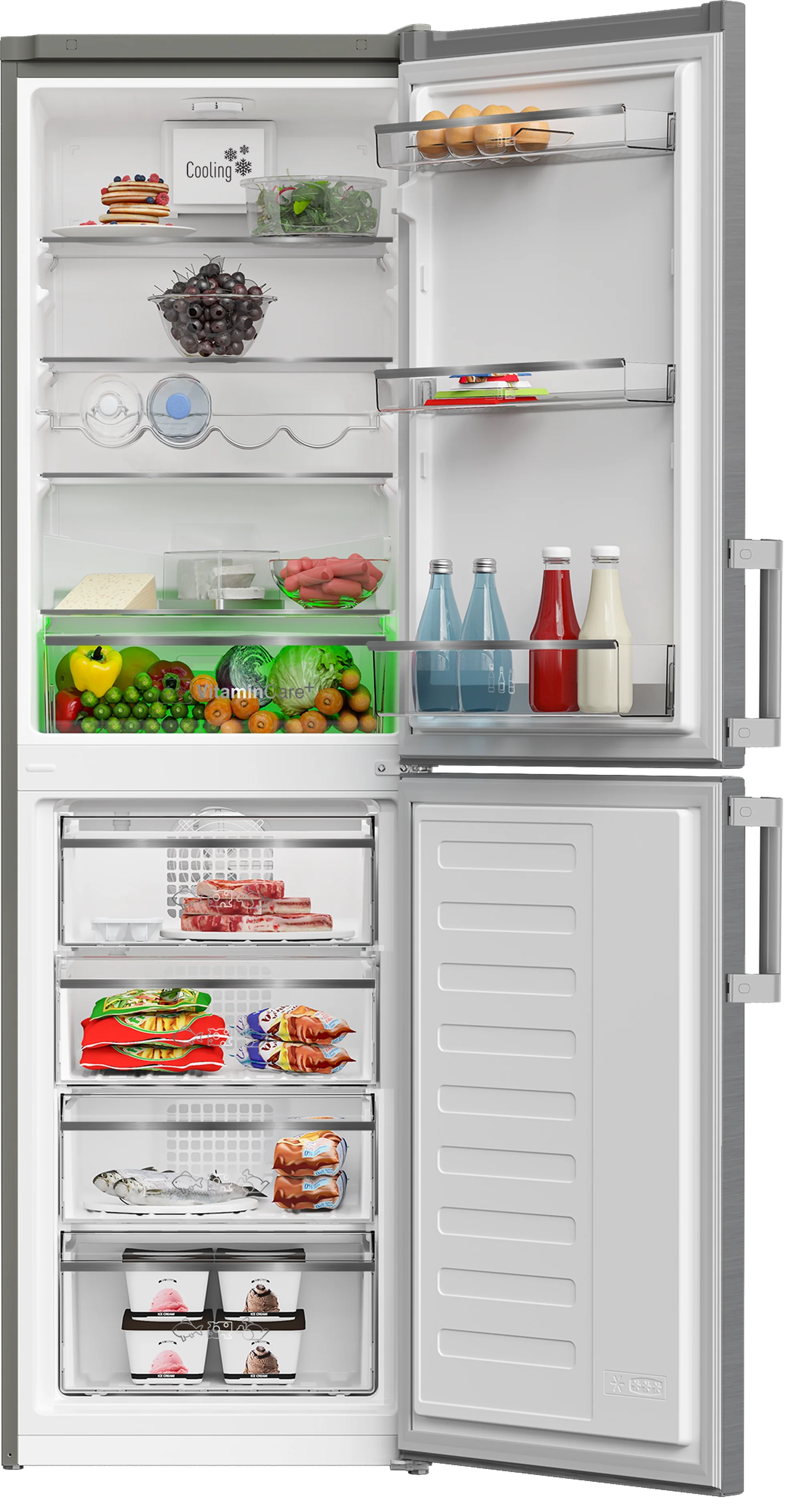 Blomberg KGM4574VPS VitaminCare+ 54cm 50/50 Frost Free Fridge Freezer - Stainless Steel Effect