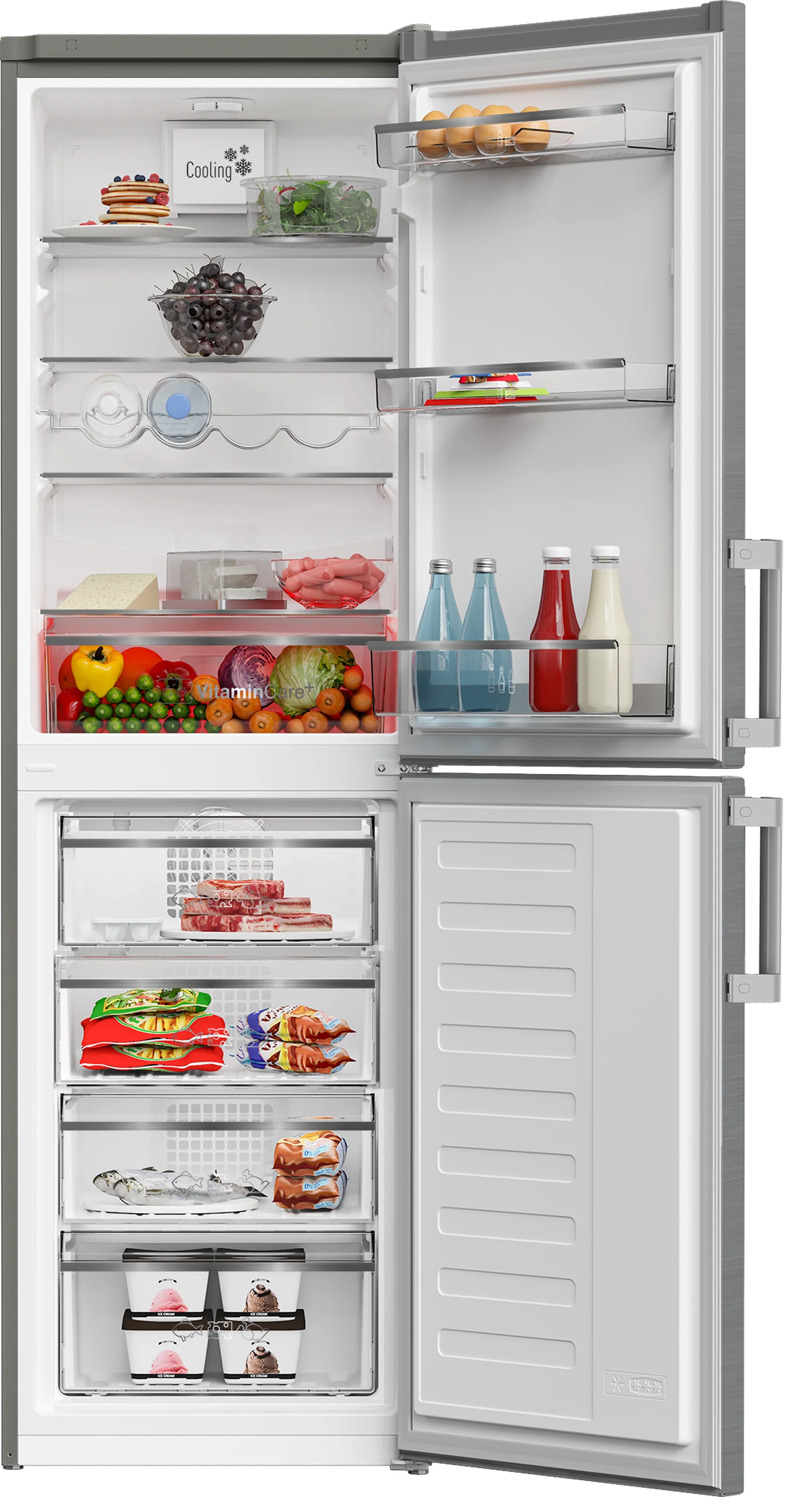 Blomberg KGM4574VPS VitaminCare+ 54cm 50/50 Frost Free Fridge Freezer - Stainless Steel Effect