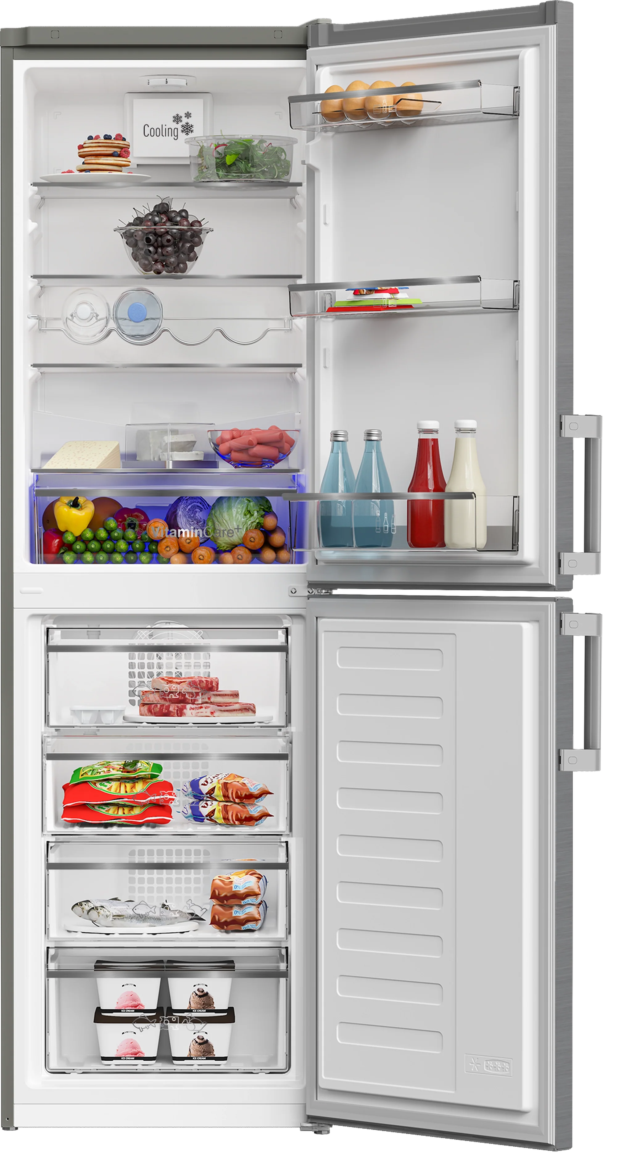 Blomberg KGM4574VPS VitaminCare+ 54cm 50/50 Frost Free Fridge Freezer - Stainless Steel Effect