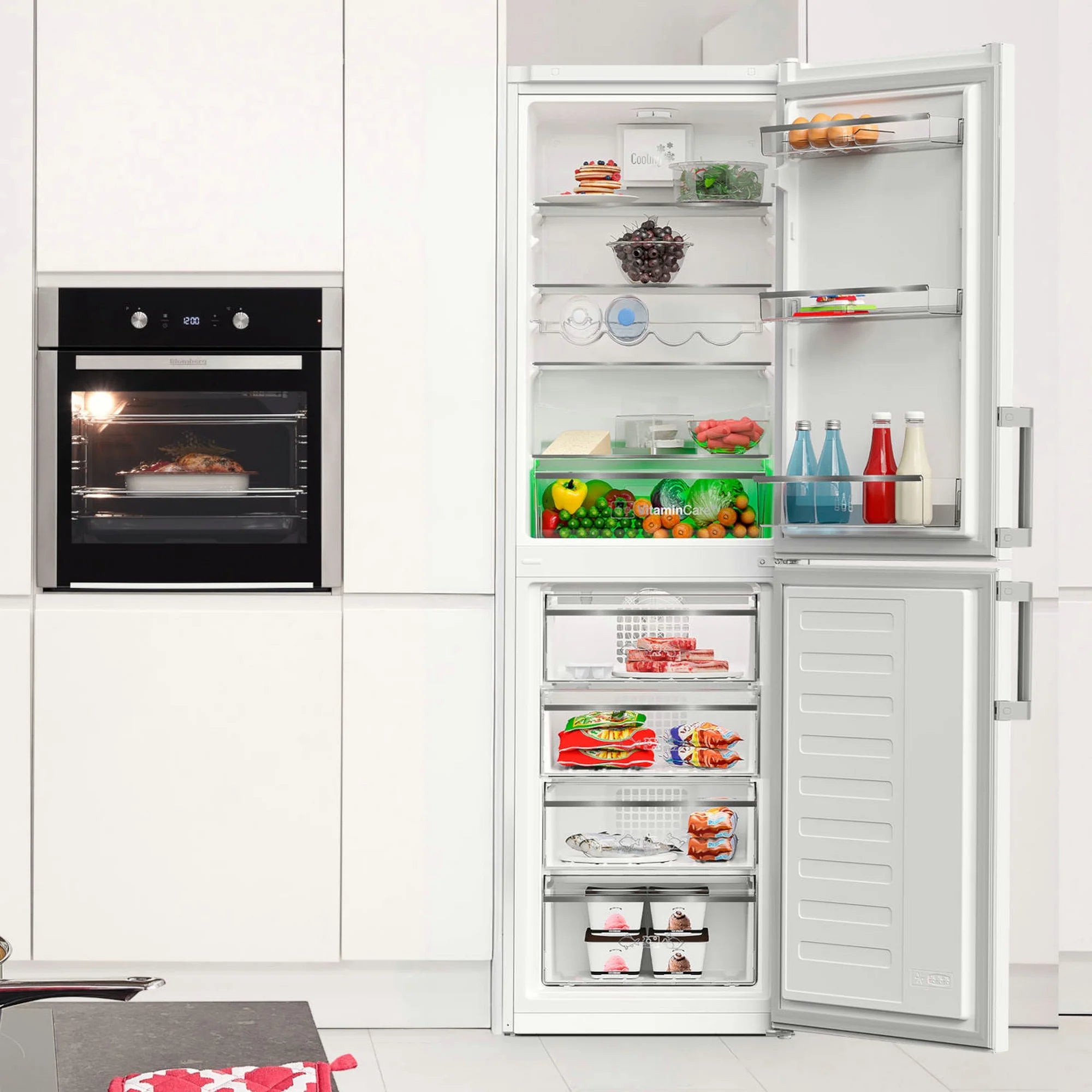 Blomberg KGM4574V VitaminCare+ 54cm 50/50 Frost Free Fridge Freezer - White