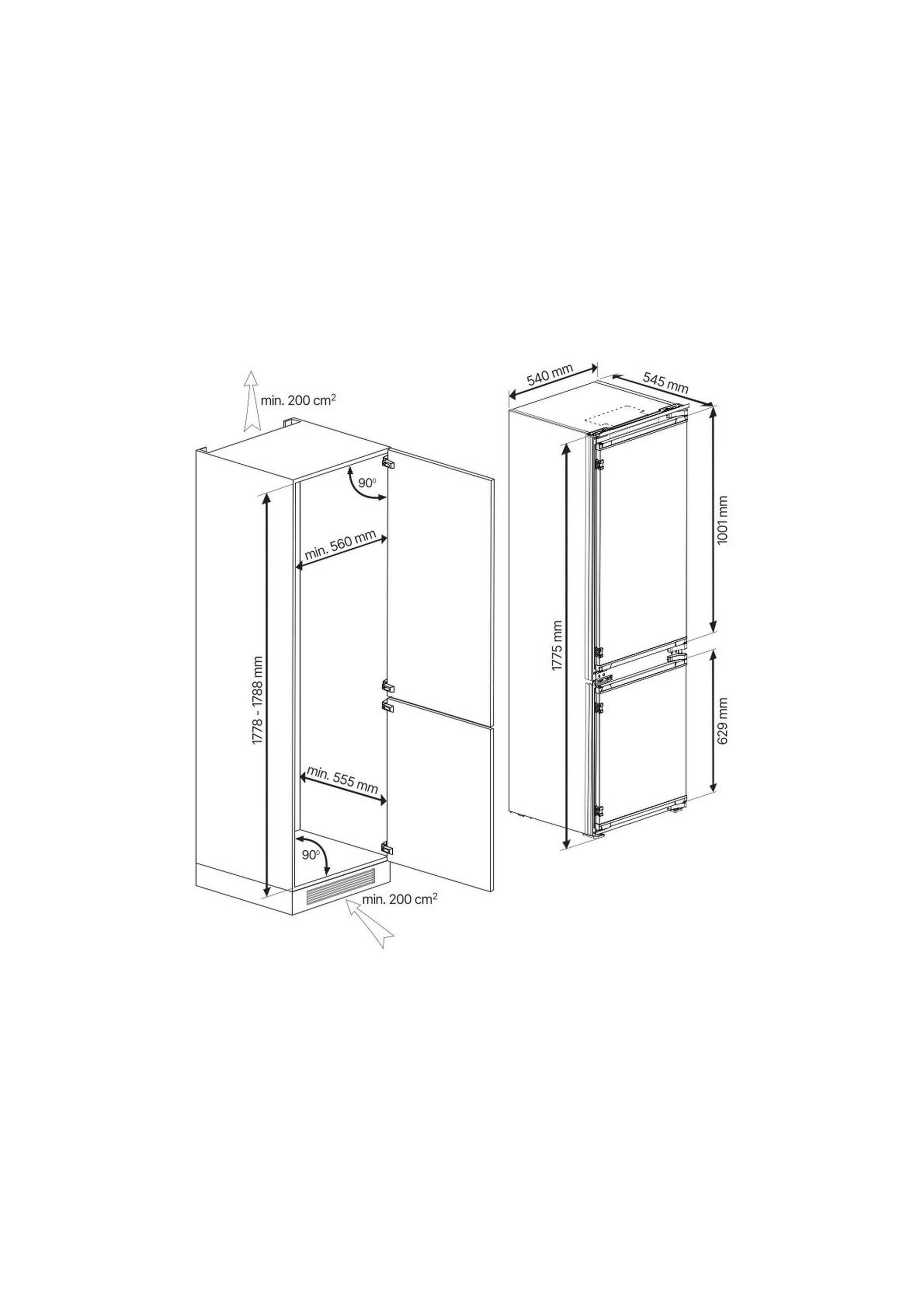 Blomberg KNE4554EVI VitaminCare+ 54cm 70/30 Integrated Frost Free Fridge Freezer