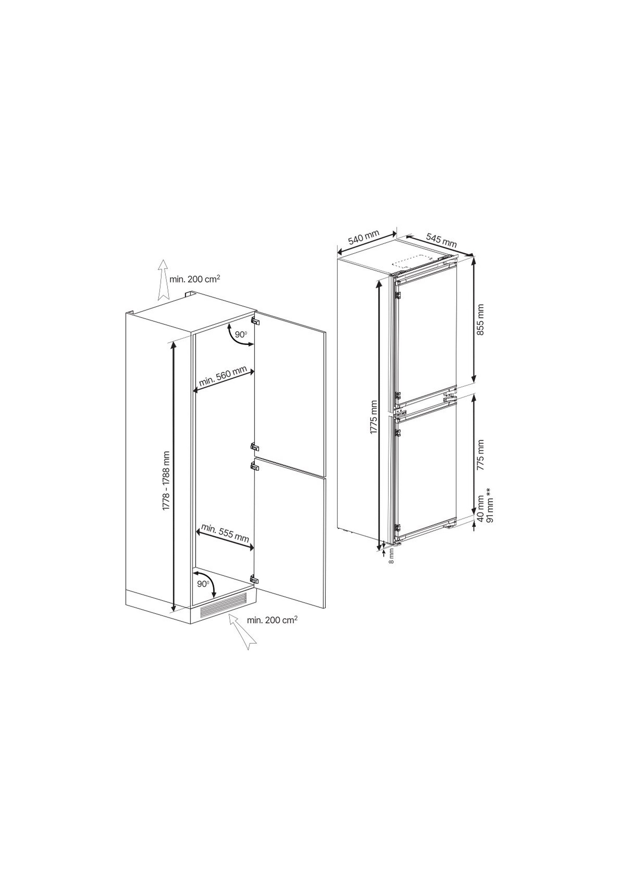Blomberg KNE4564EVI VitaminCare+ 54cm 50/50 Integrated Frost Free Fridge Freezer