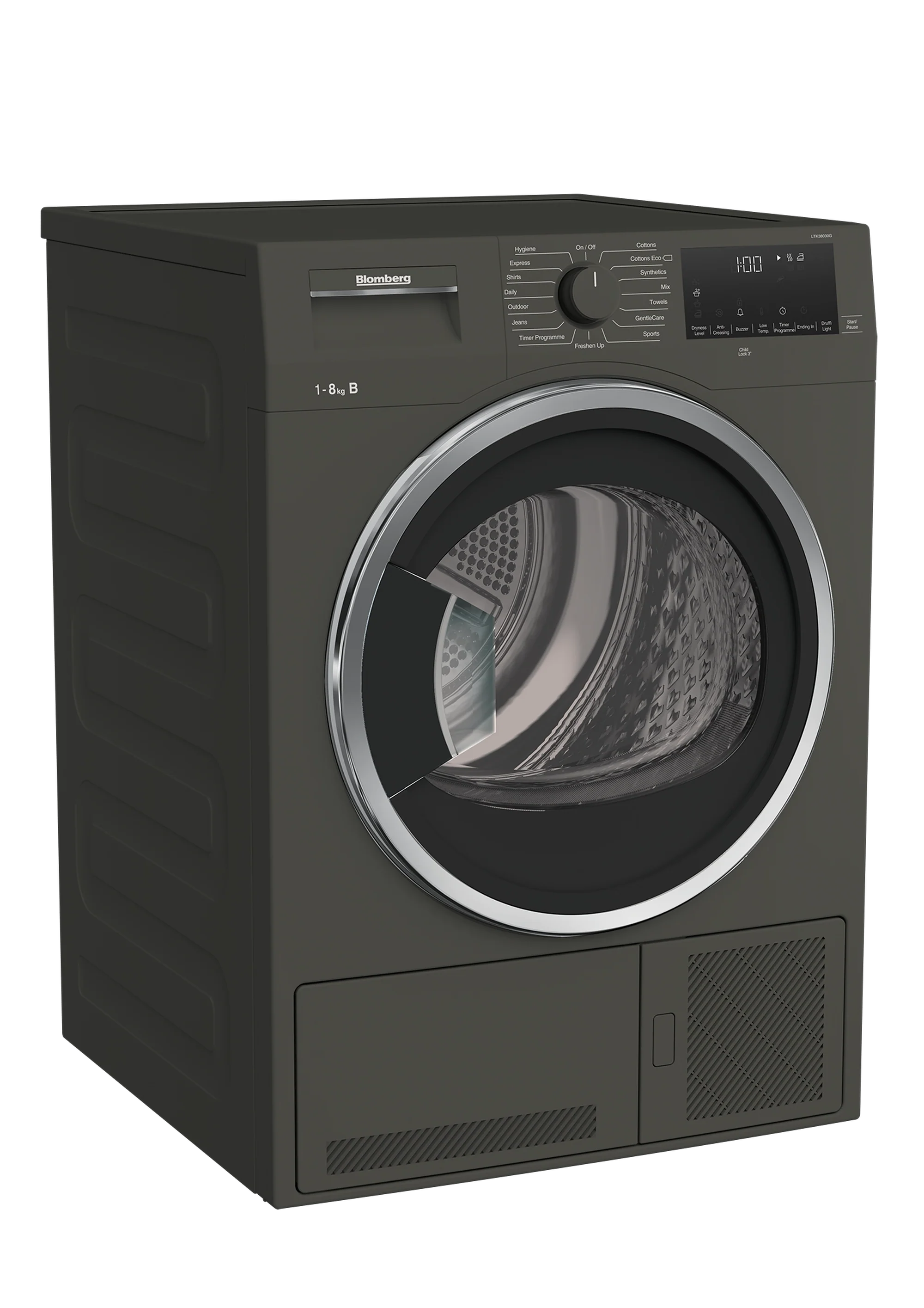 Blomberg LTK38030G 8kg Condenser Tumble Dryer - Graphite