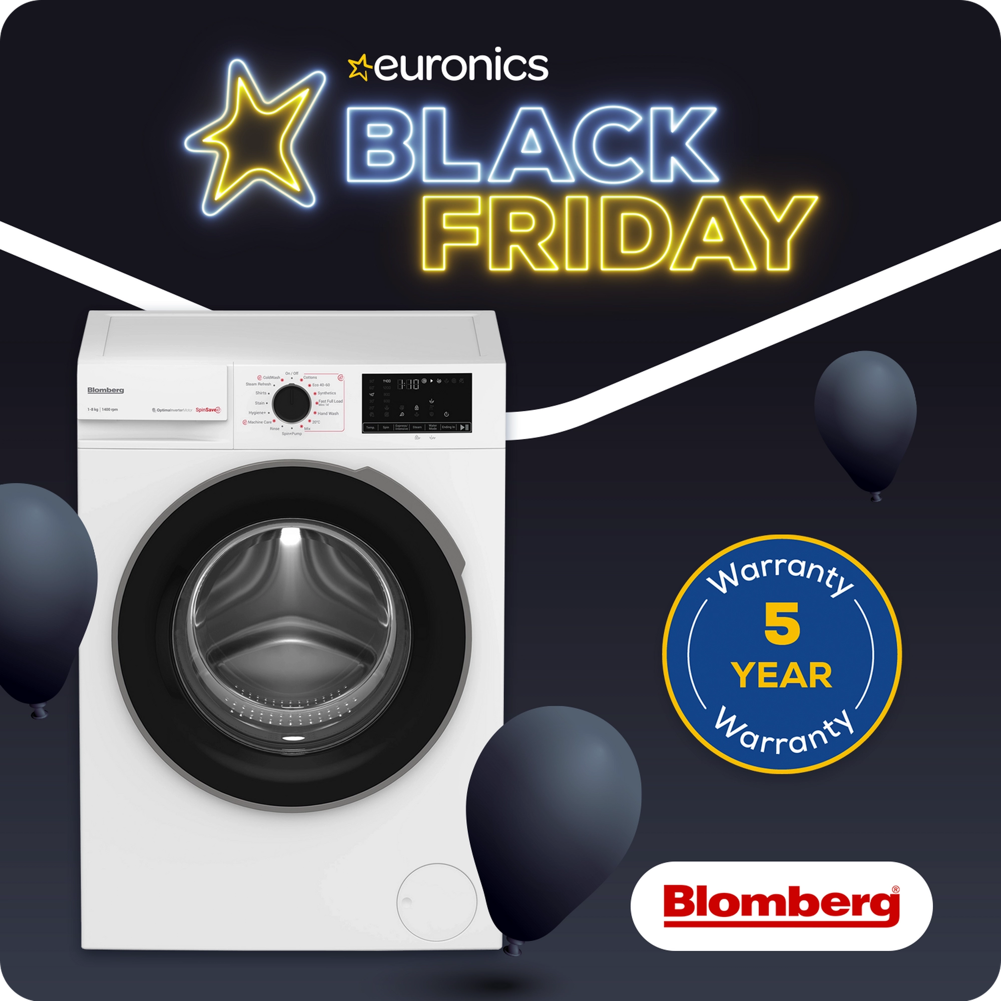 Blomberg LWA18461W 8kg 1400 SpinSave Washing Machine - White