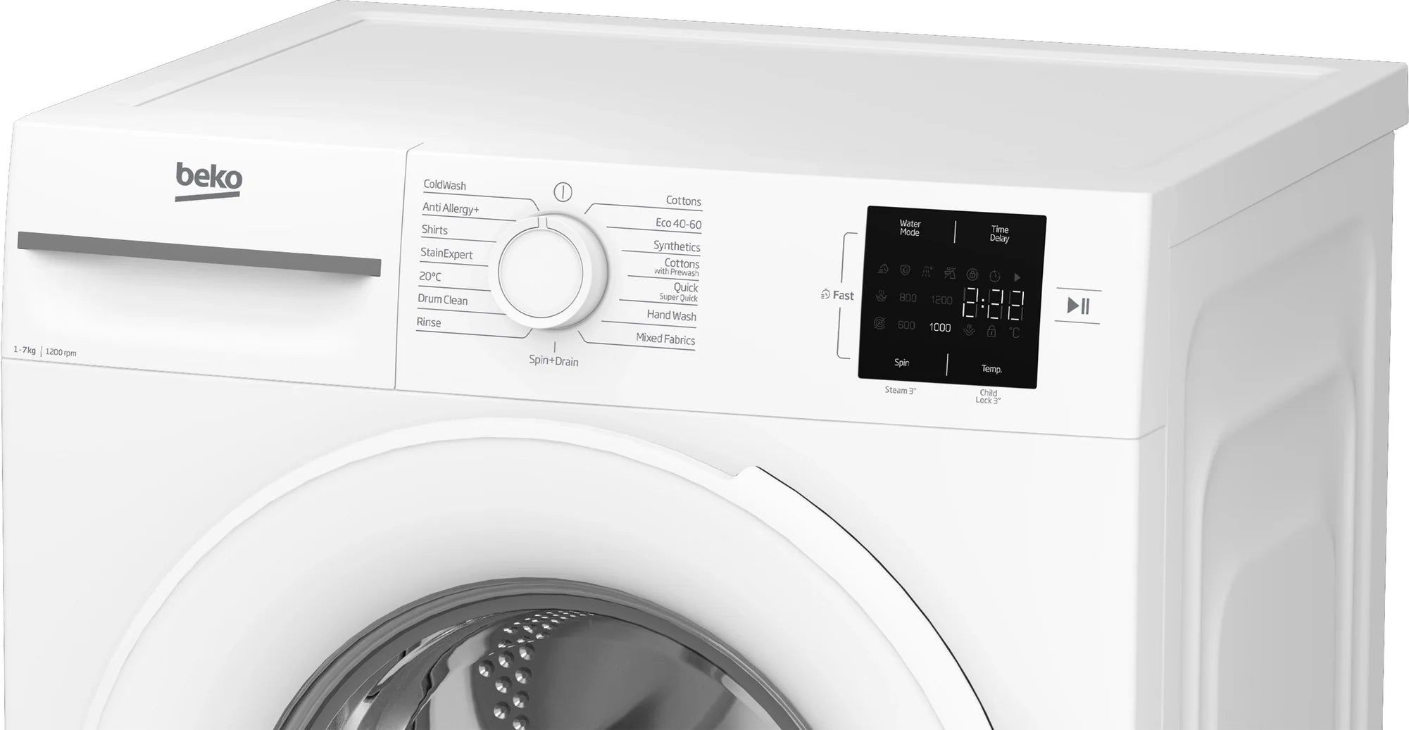 Beko BM1WU3721W 7kg 1200 Spin RecycledTub Washing Machine - White