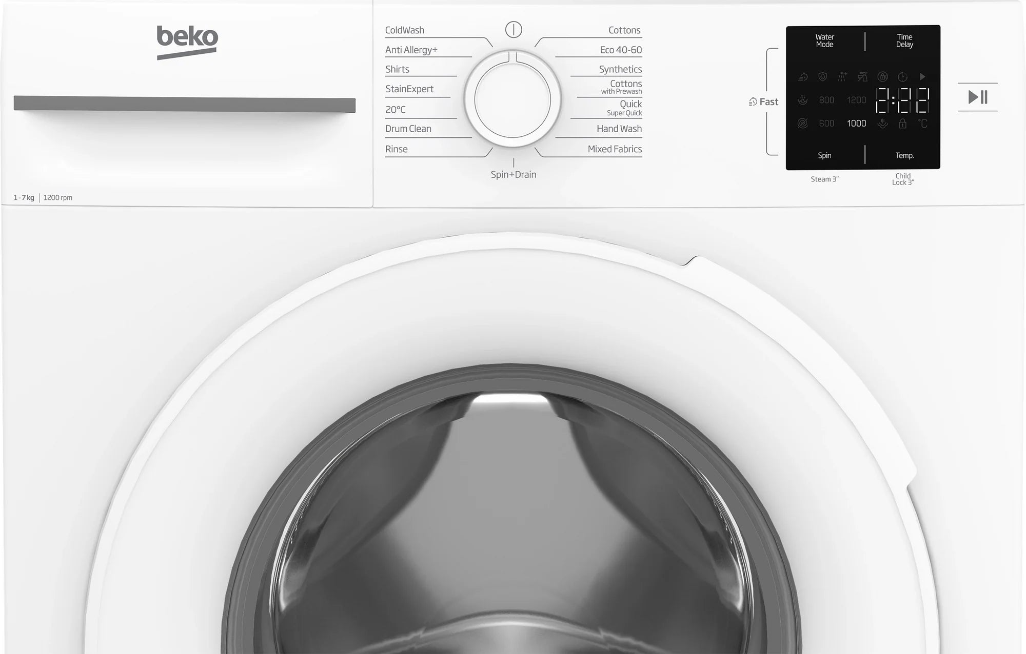 Beko BM1WU3721W 7kg 1200 Spin RecycledTub Washing Machine - White