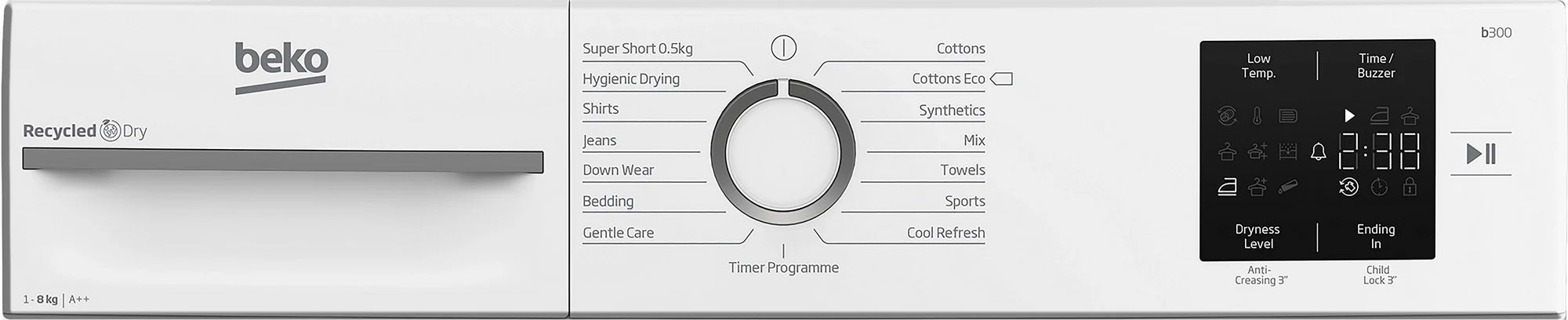 Beko BMN3T3823W 8kg Heat Pump Tumble Dryer - White