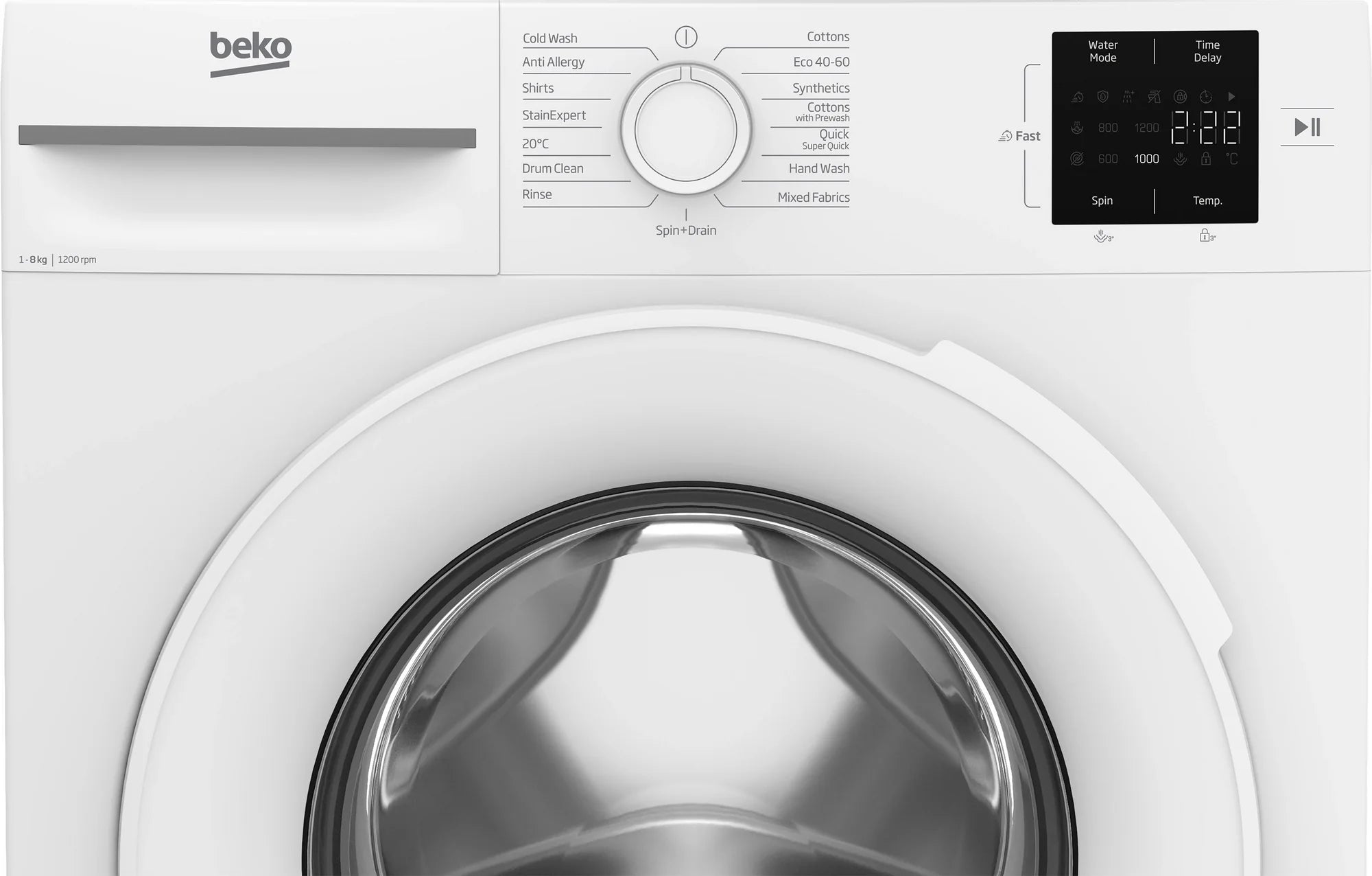 Beko BMN3WT3821W 8kg 1200 Spin RecycledTub Washing Machine - White