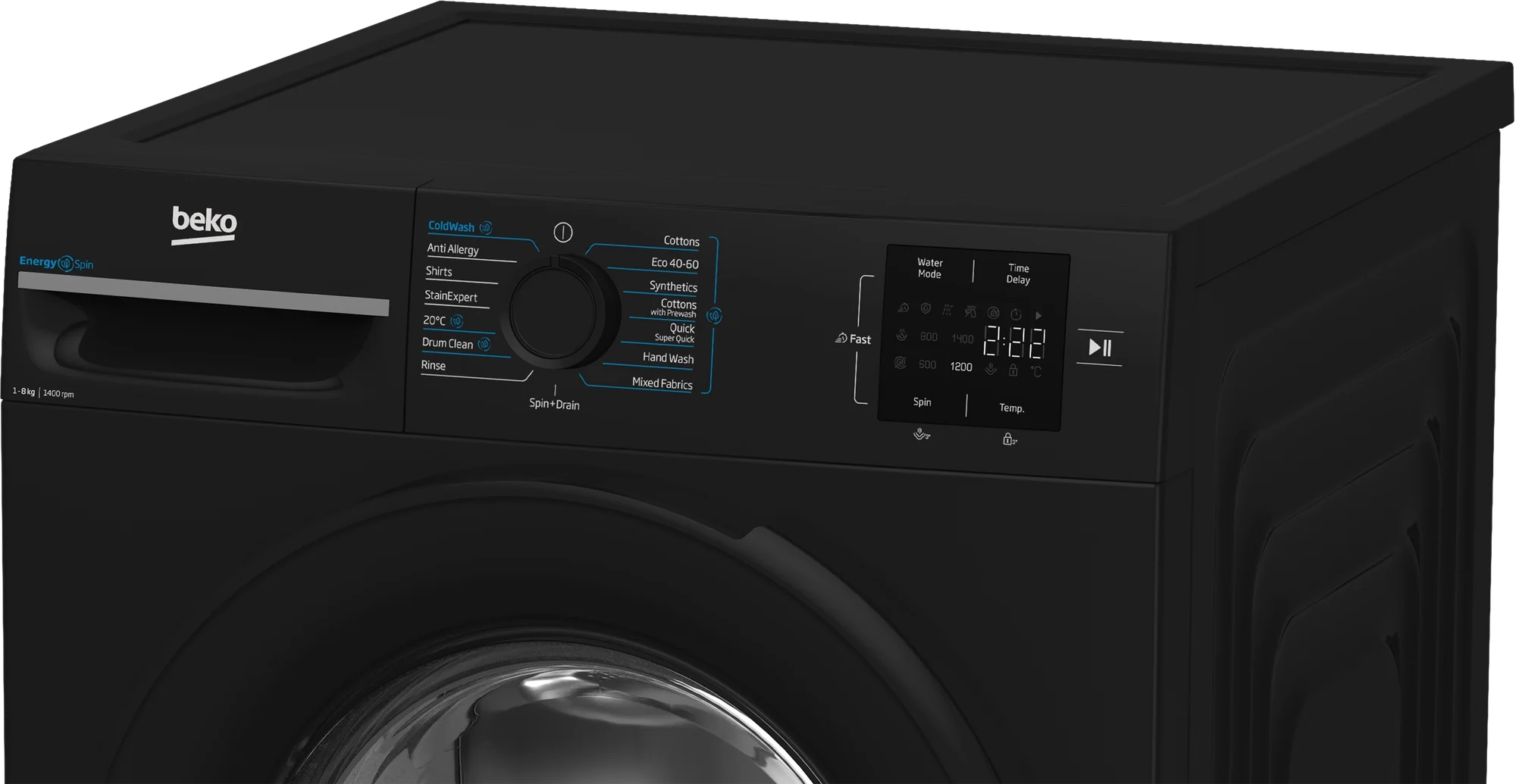 Beko BMN3WT3841B 8kg 1400 Spin EnergySpin Washing Machine - Black
