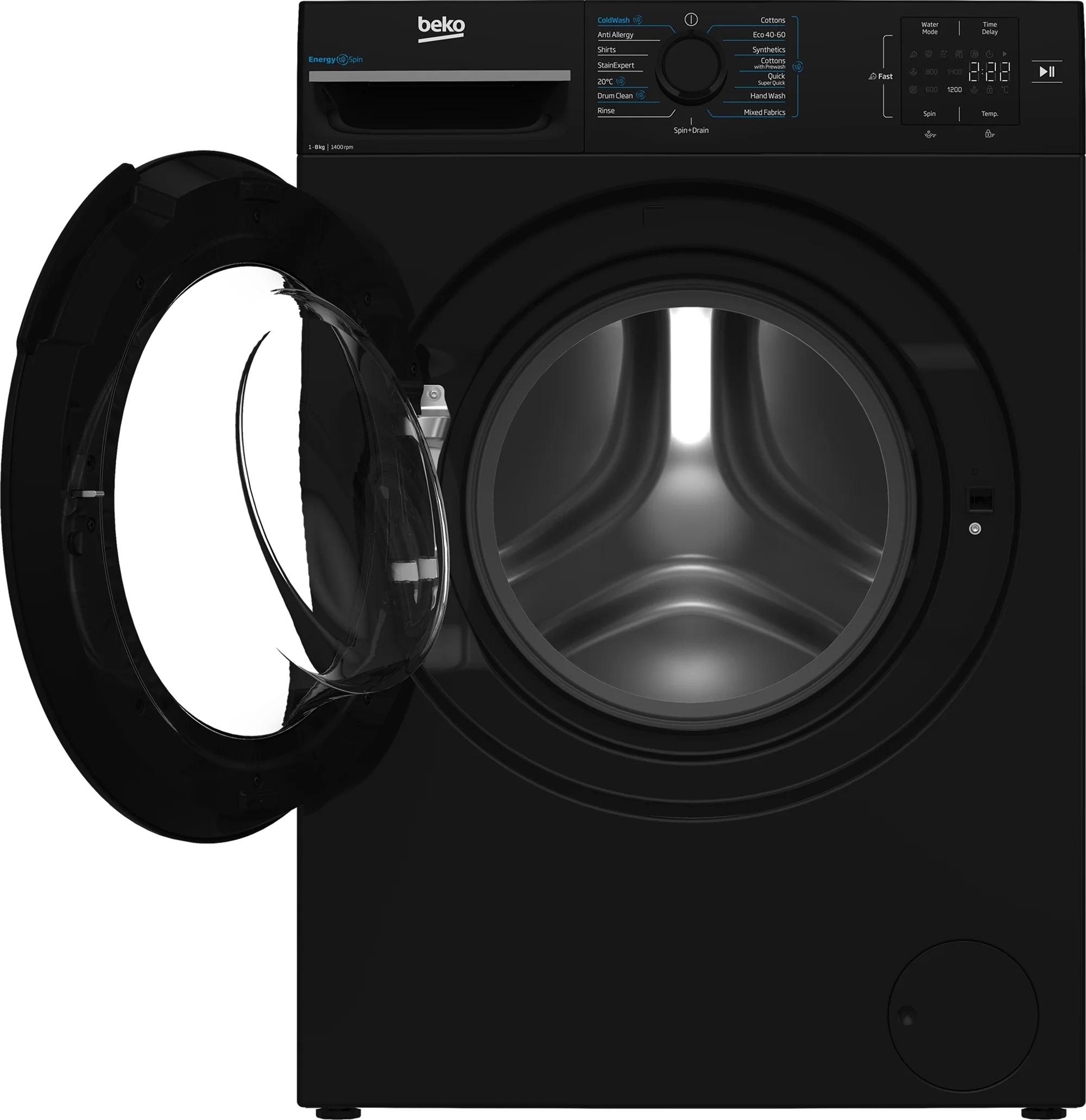 Beko BMN3WT3841B 8kg 1400 Spin EnergySpin Washing Machine - Black