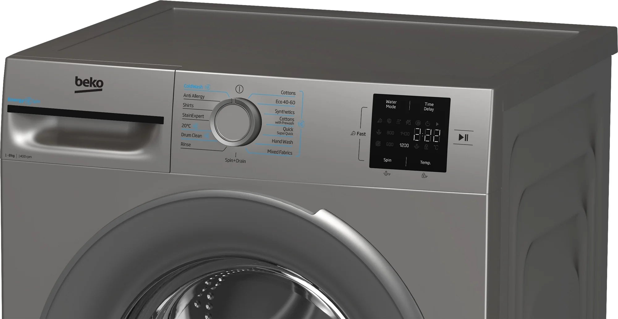 Beko BMN3WT3841S 8kg 1400 Spin EnergySpin Washing Machine - Silver