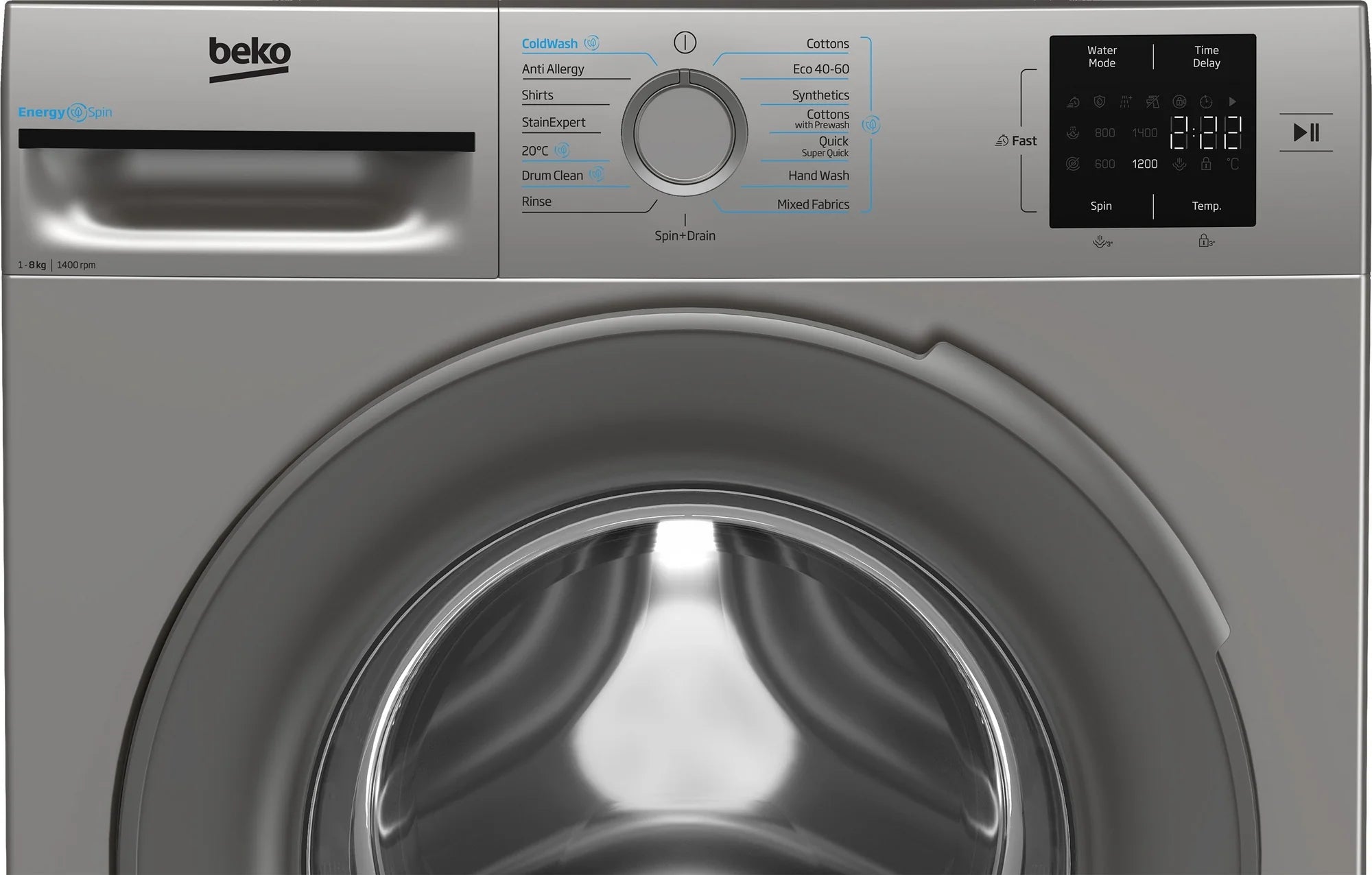 Beko BMN3WT3841S 8kg 1400 Spin EnergySpin Washing Machine - Silver