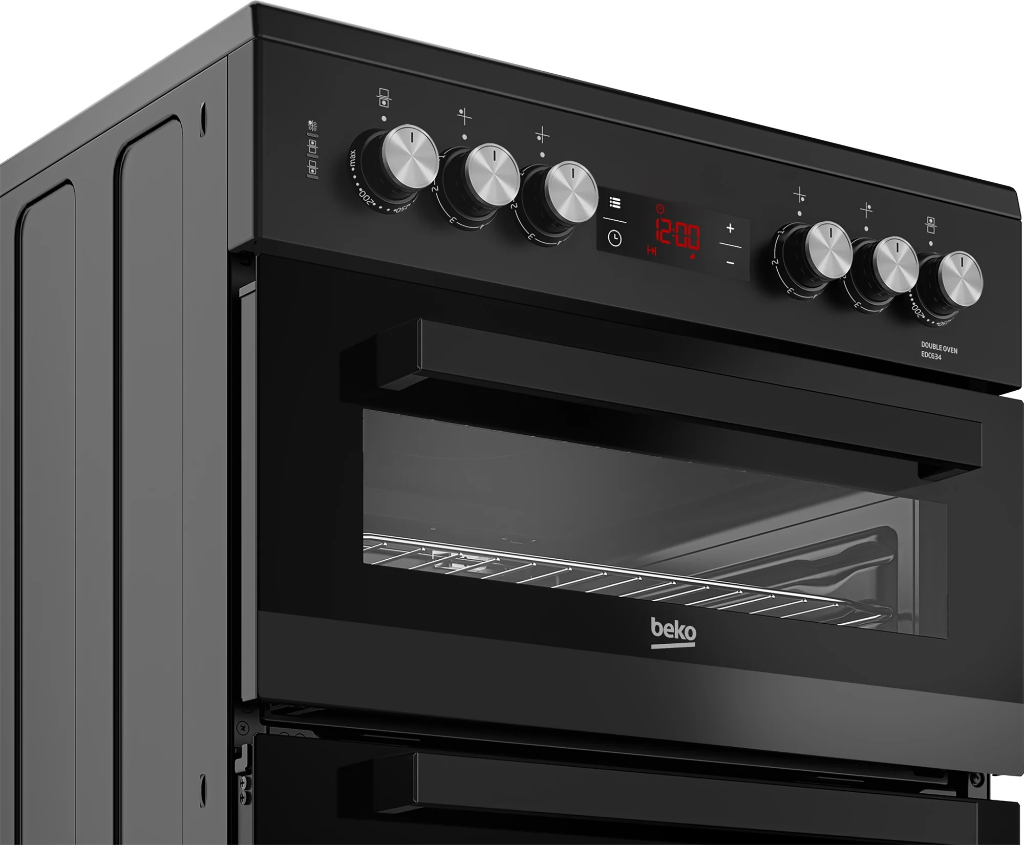 Beko EDC634K 60cm Double Oven Electric Cooker with Ceramic Hob - Black