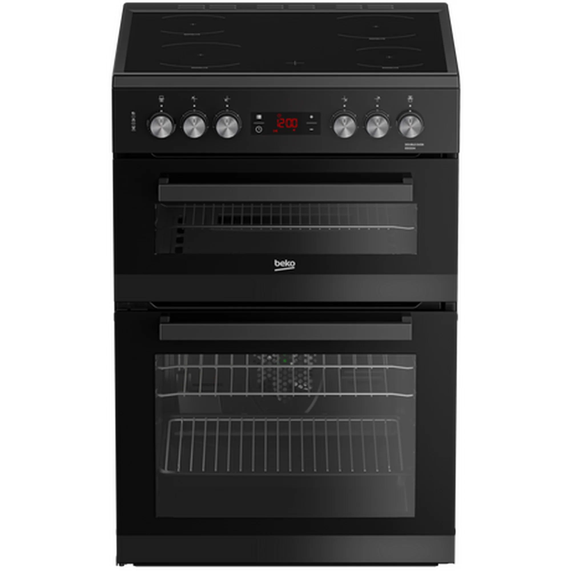 Beko EDC634K 60cm Double Oven Electric Cooker with Ceramic Hob - Black