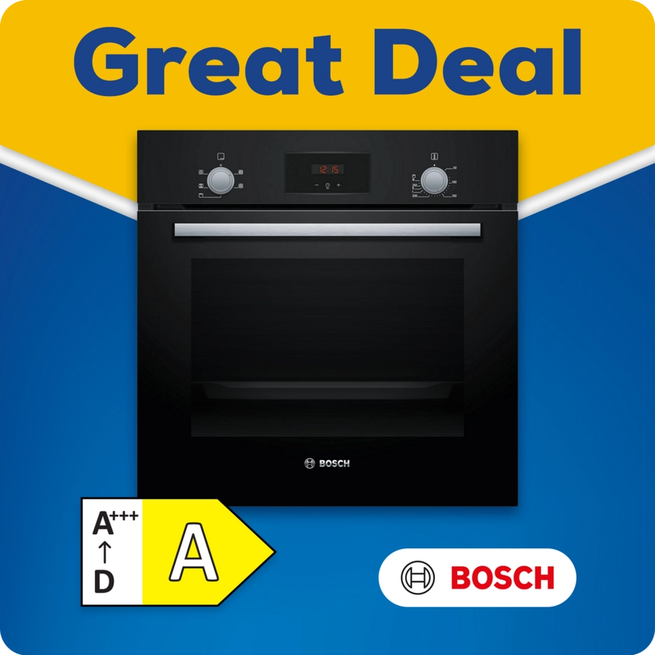 Bosch HHF113BA0B 59.4cm Built In Electric Single Oven With 3D Hot Air - Black