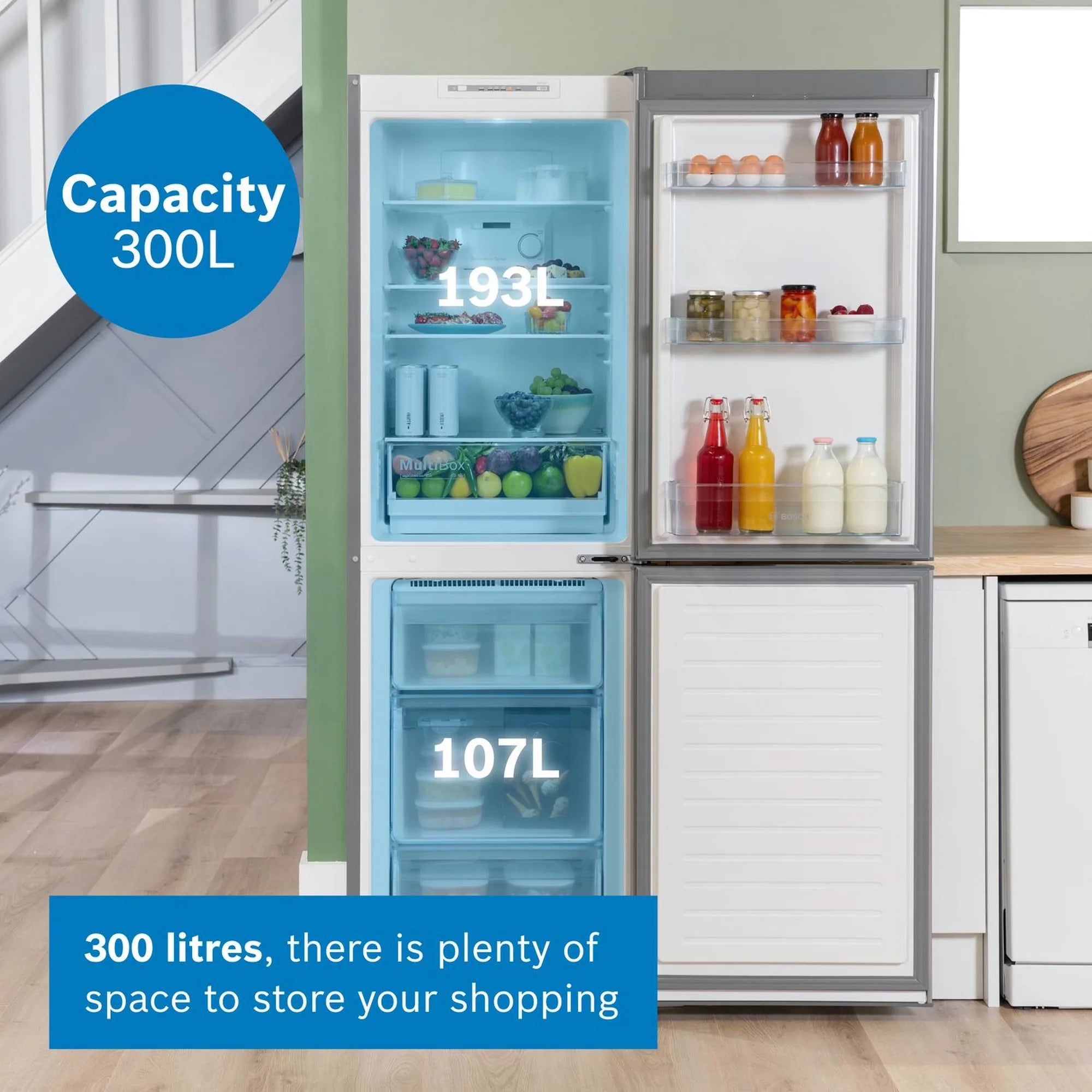 Bosch KGN34NLEAG 60cm 50/50 Frost Free Fridge Freezer - Silver