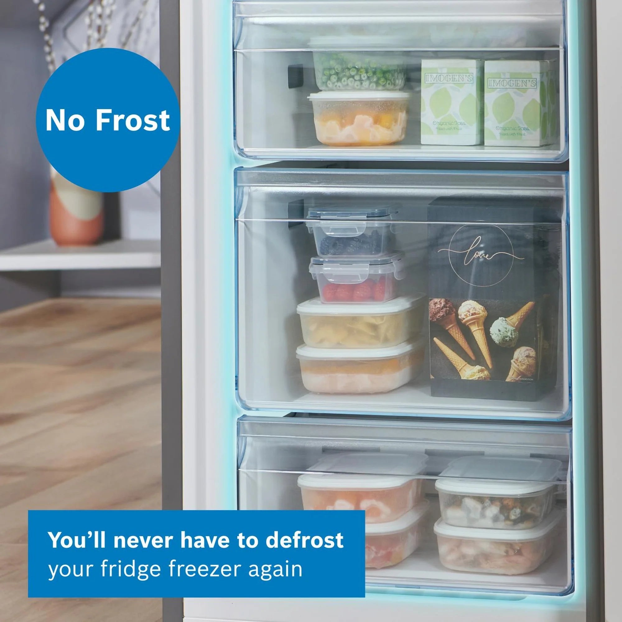 Bosch KGN34NLEAG 60cm 50/50 Frost Free Fridge Freezer - Silver