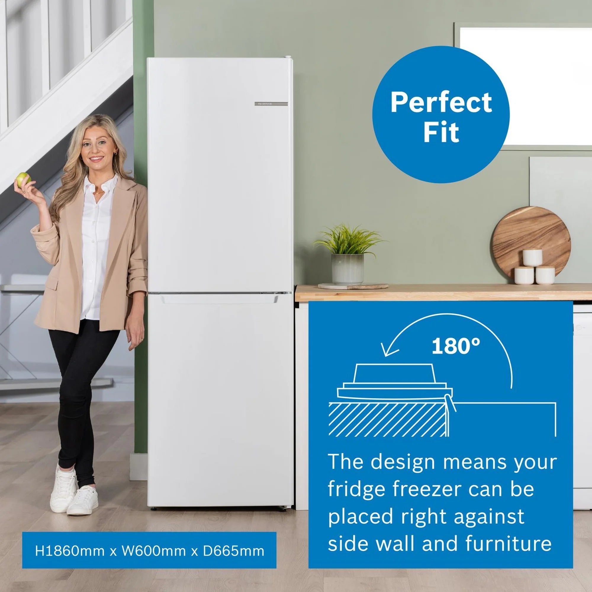 Bosch KGN34NWEAG 60cm 50/50 Frost Free Fridge Freezer - White