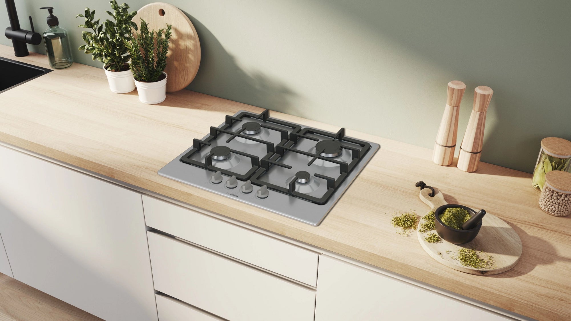 Bosch PGP6B5K90 60cm Gas Hob - Stainless steel