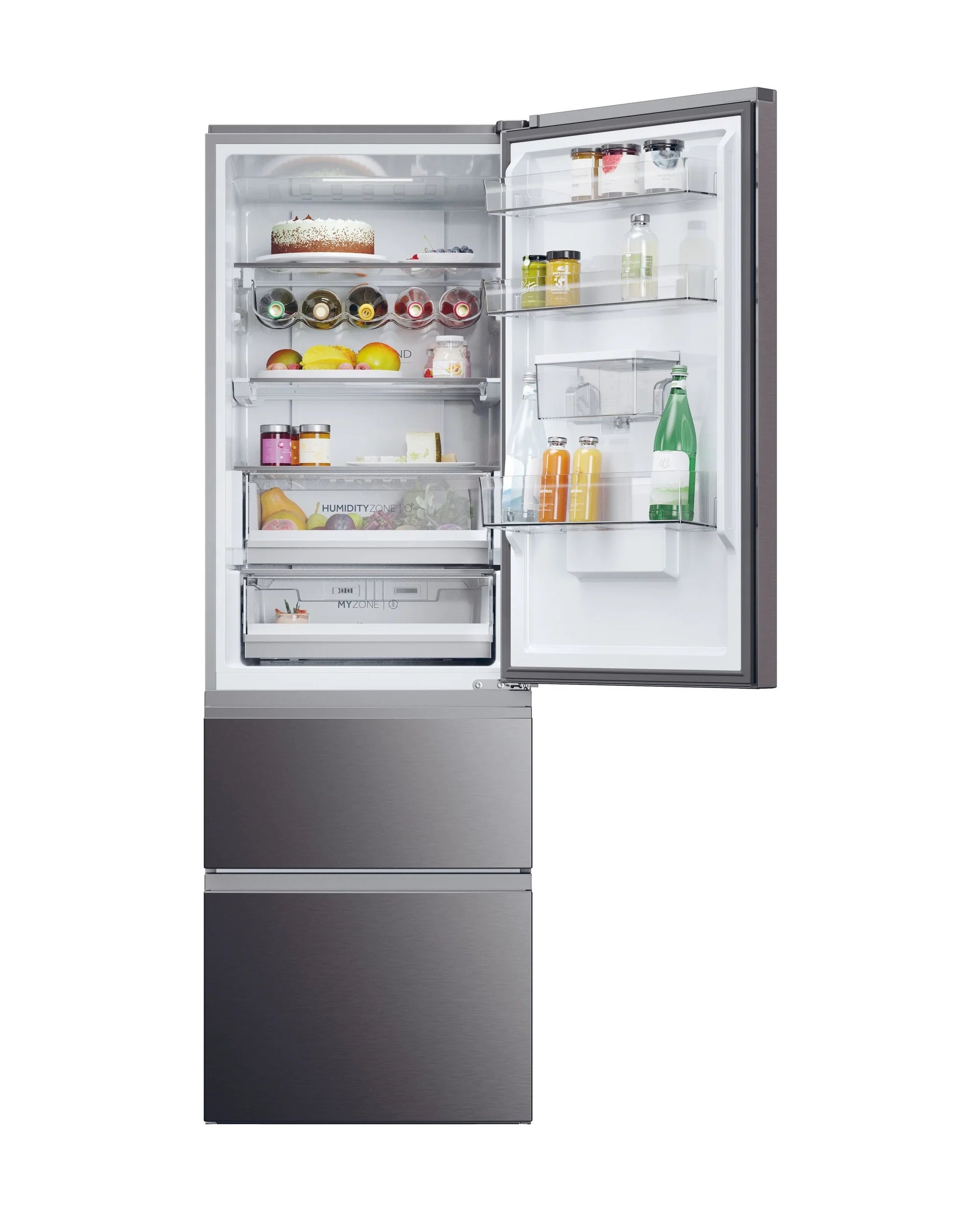 Haier HTW5618EWMP 59.5cm 60/40 Frost Free Fridge Freezer - Dark Inox