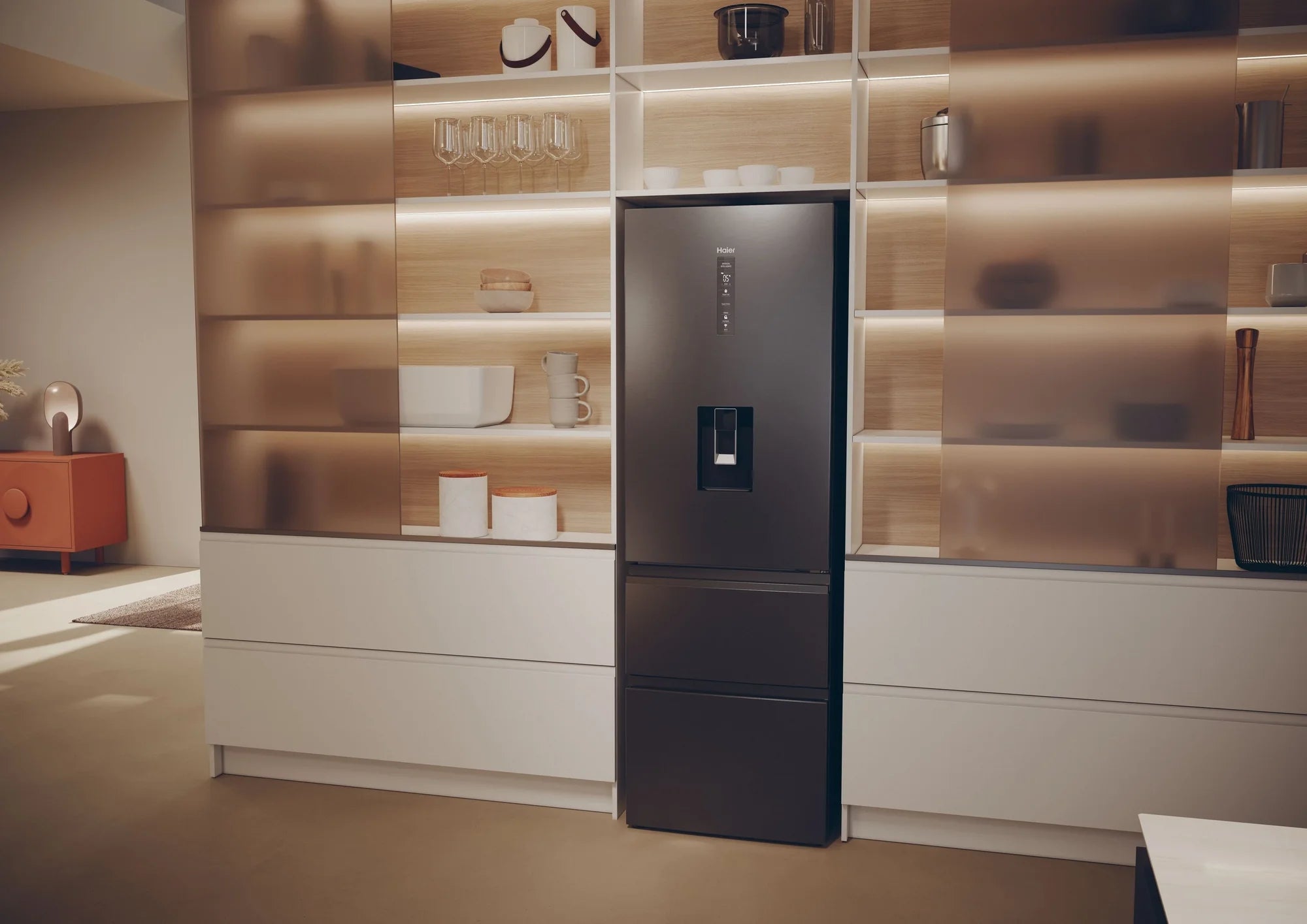 Haier HTW5618EWMP 59.5cm 60/40 Frost Free Fridge Freezer - Dark Inox