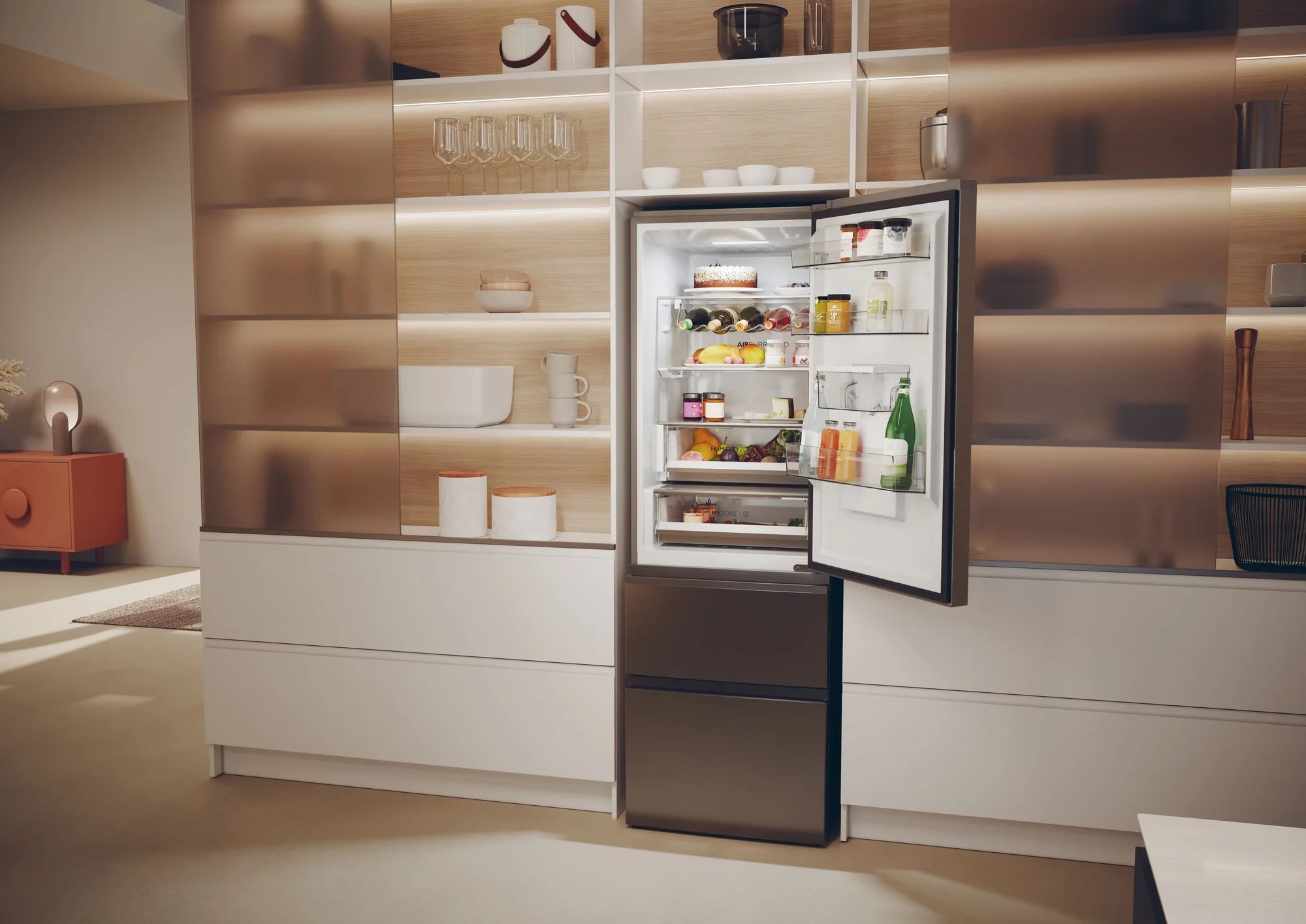 Haier HTW5618EWMP 59.5cm 60/40 Frost Free Fridge Freezer - Dark Inox