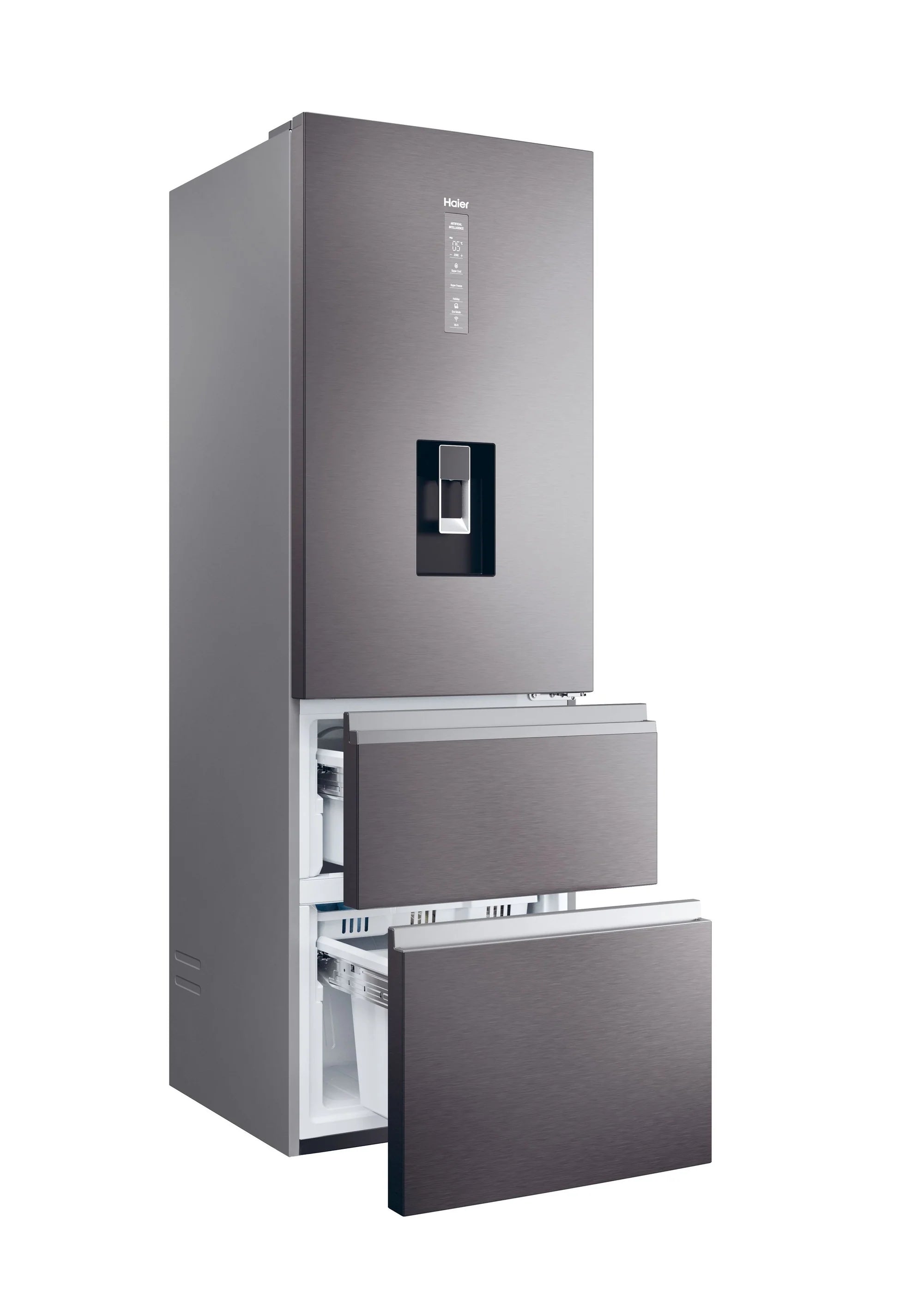 Haier HTW5618EWMP 59.5cm 60/40 Frost Free Fridge Freezer - Dark Inox