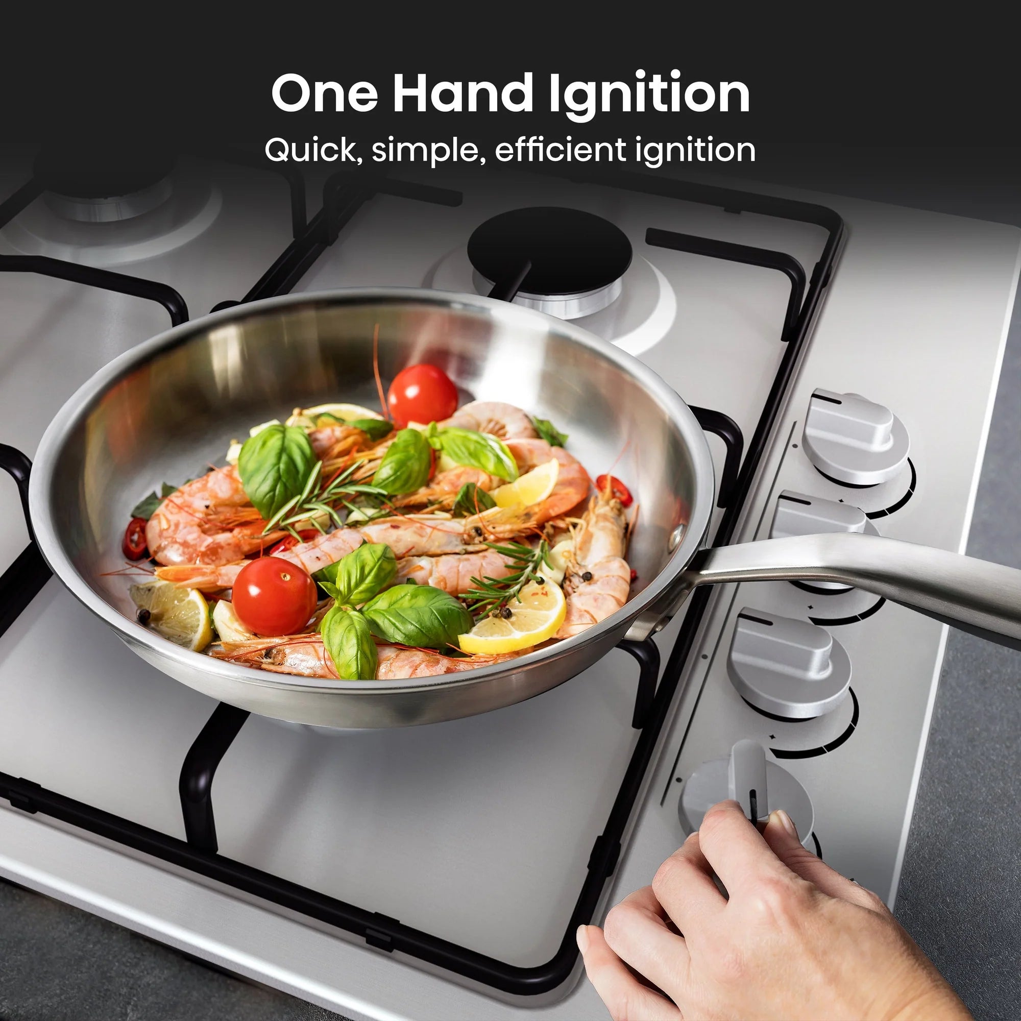 Hisense GM642XHS 60cm 4 Burner Gas Hob - Stainless Steel