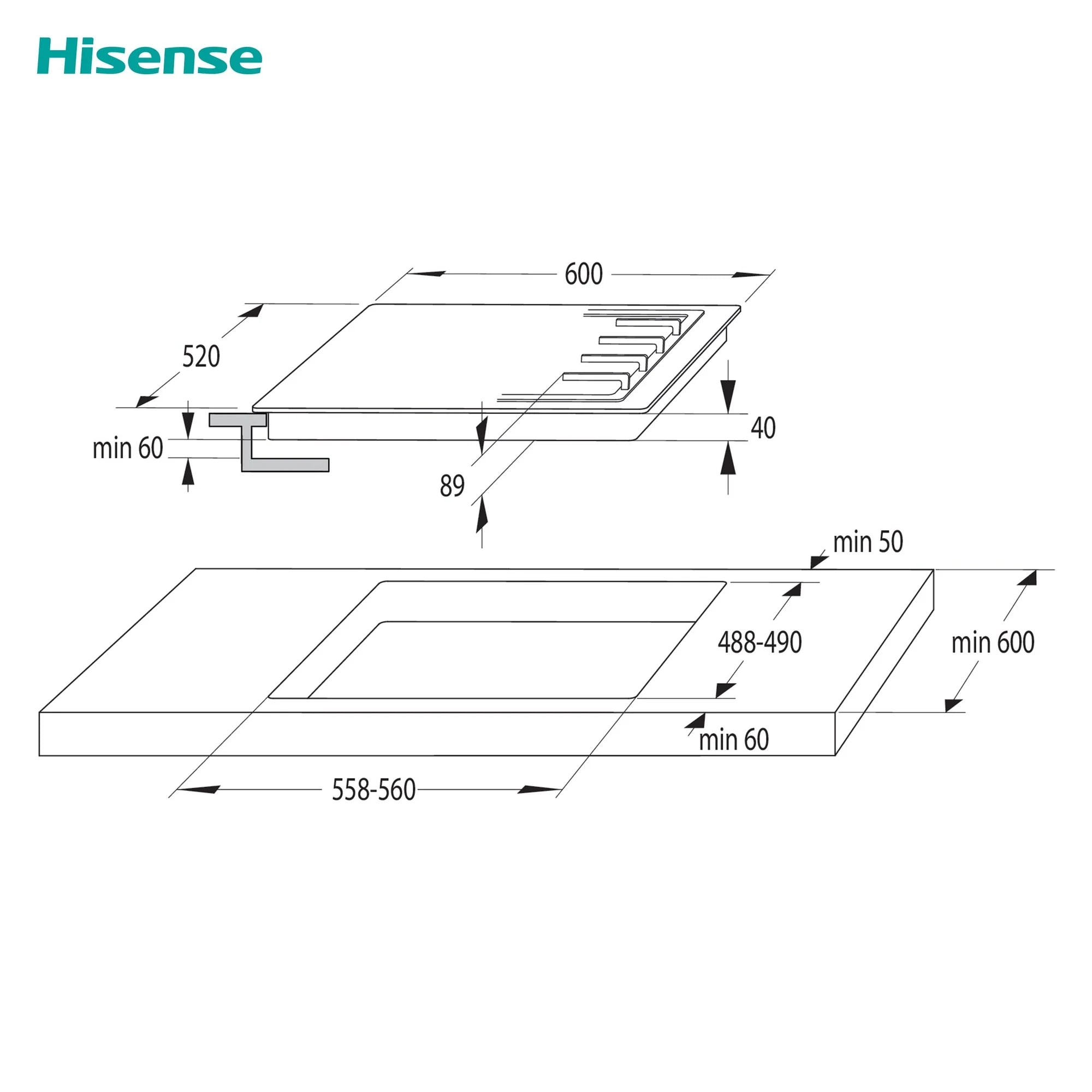 Hisense GM642XHS 60cm 4 Burner Gas Hob - Stainless Steel
