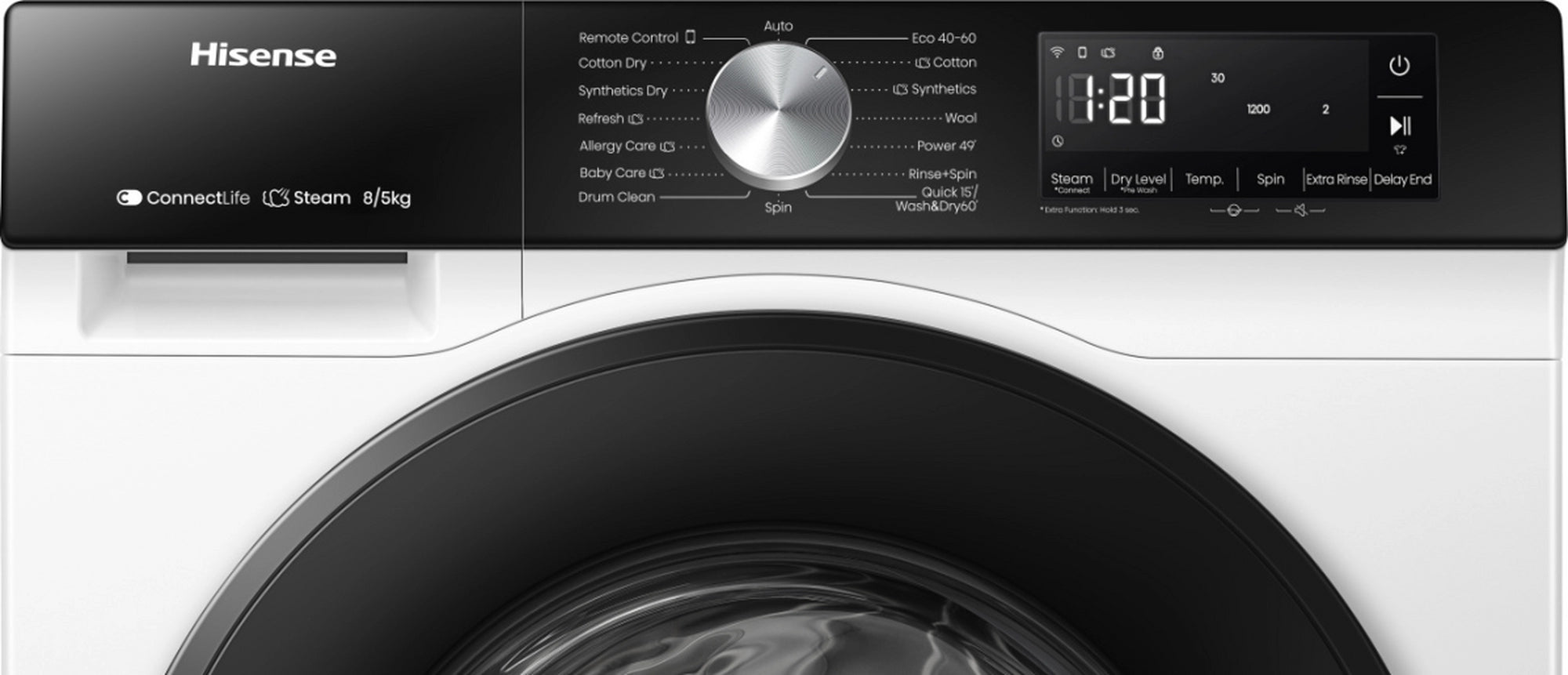 Hisense WD3S8043BW3 WiFi-enabled 8kg/5kg 1400 Spin Washer Dryer - White