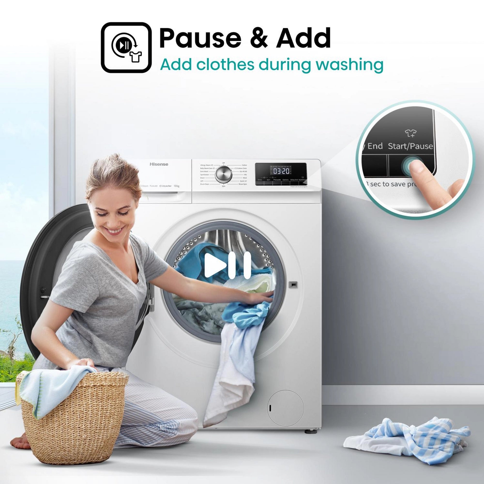 Hisense WFQA1014EVJM 10kg 1400 Spin Washing Machine - White