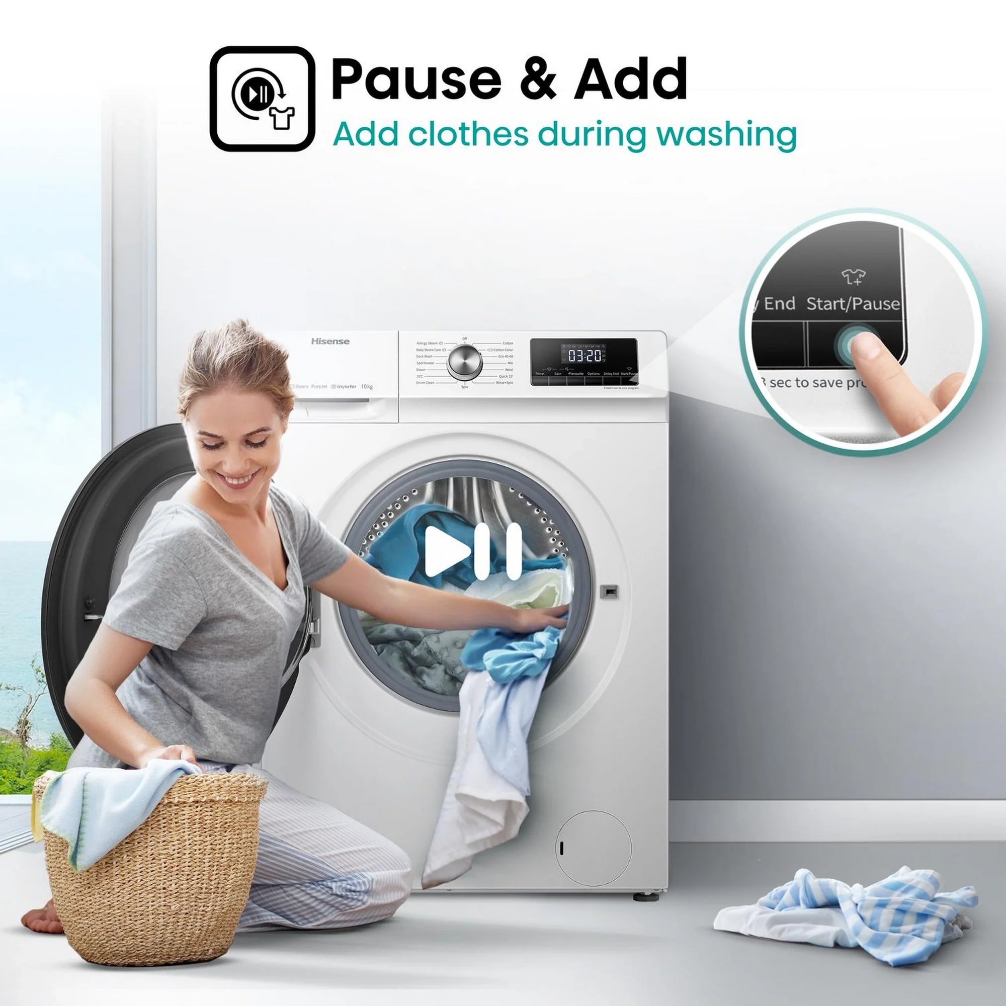 Hisense WFQA1014EVJM 10kg 1400 Spin Washing Machine - White