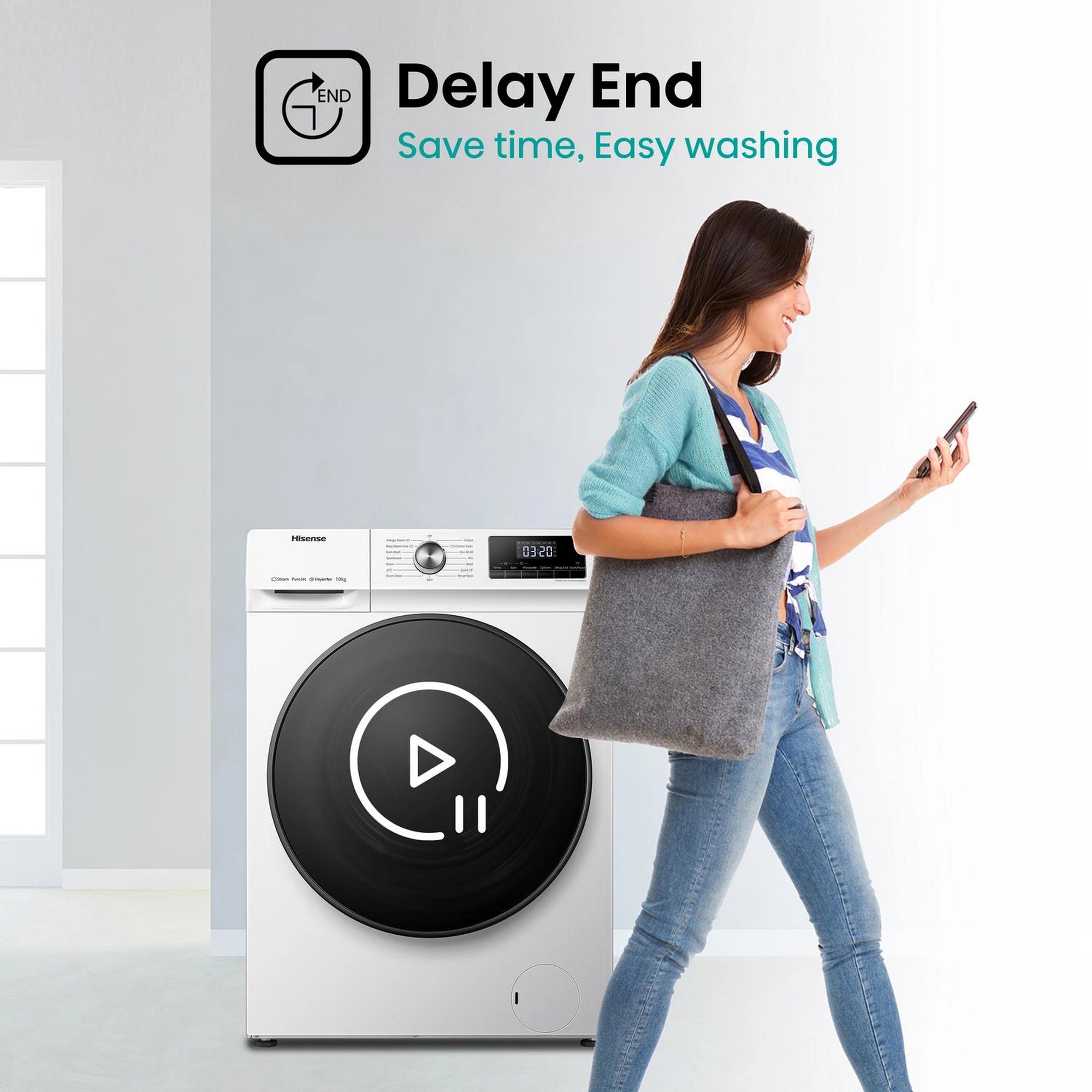 Hisense WFQA1014EVJM 10kg 1400 Spin Washing Machine - White