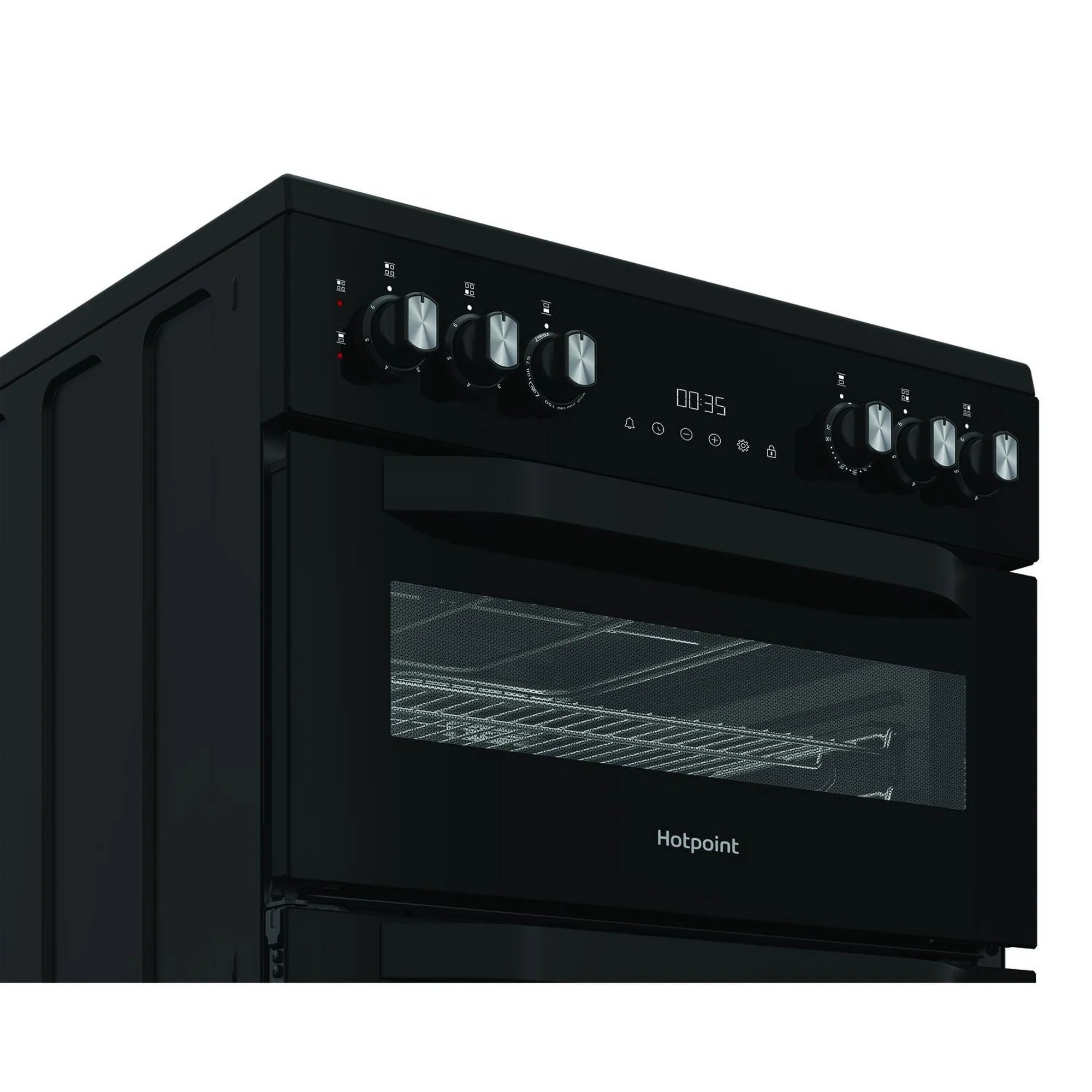 Hotpoint HDE6VDC2B1 60cm Double Oven Electric Cooker with Ceramic Hob - Black