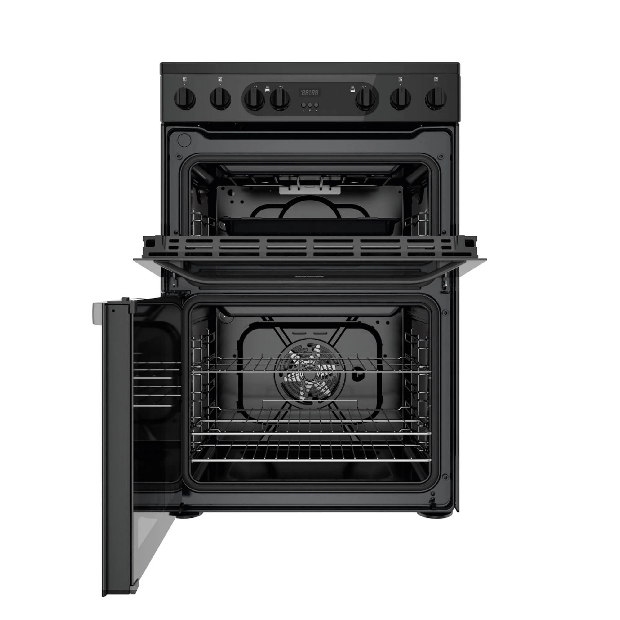 Hotpoint HDEU67V9C2B/UK 60cm Double Oven Electric Cooker with Ceramic Hob - Black