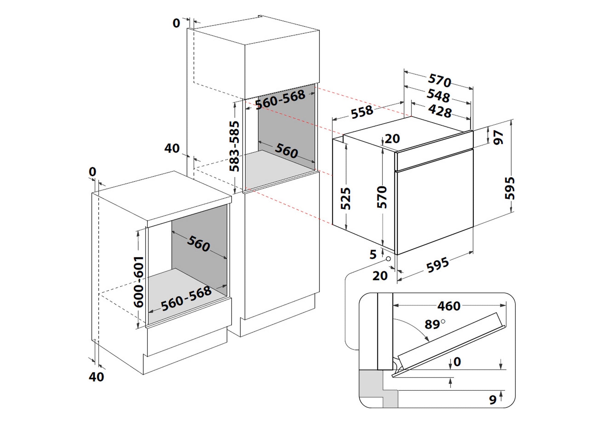 Hotpoint HOEU25CZXUK 59.5cm Built In Electric Single Oven - Stainless Steel