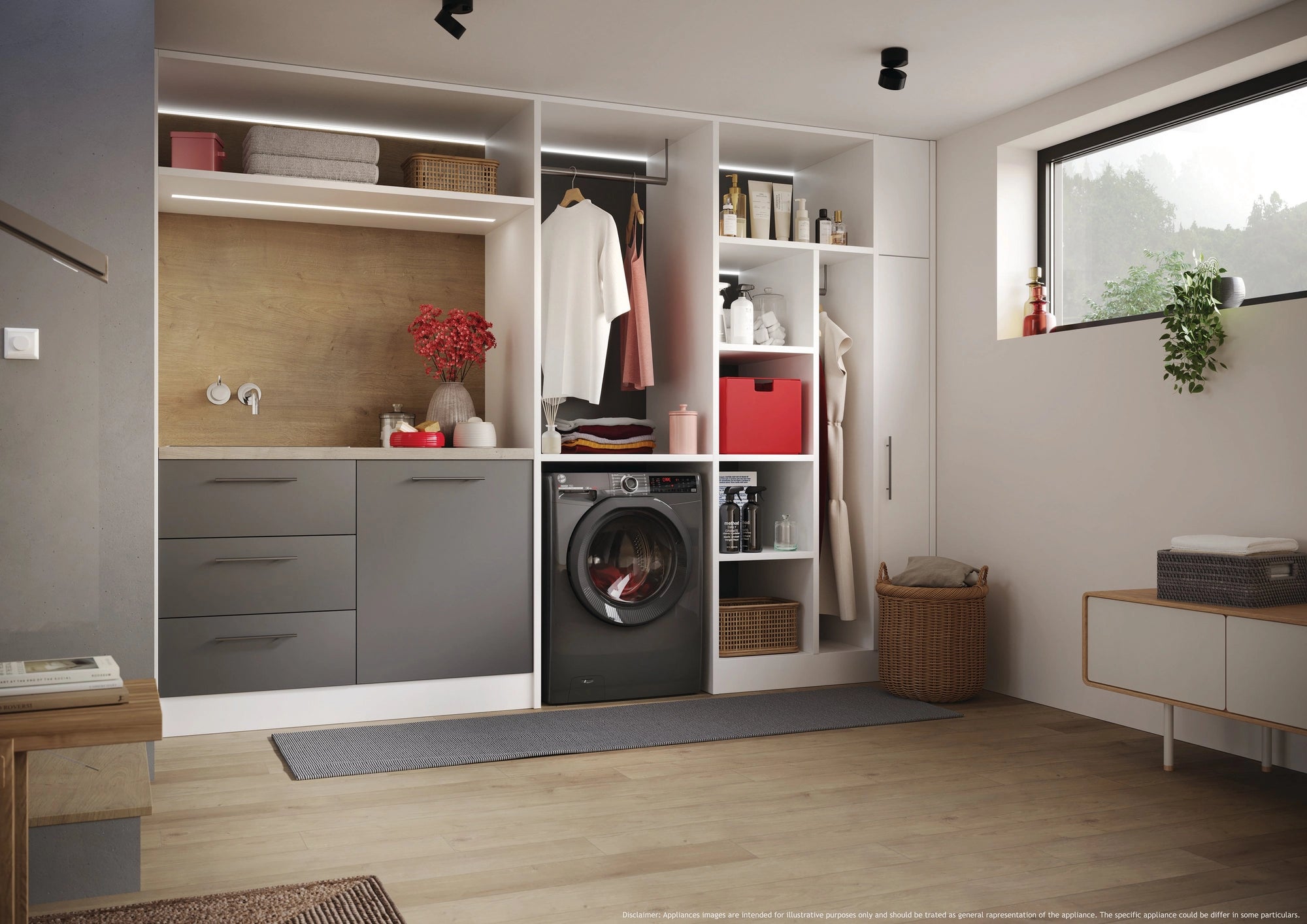 Hoover H3WPS496TMRR6 9kg 1400 Spin Washing Machine - Graphite