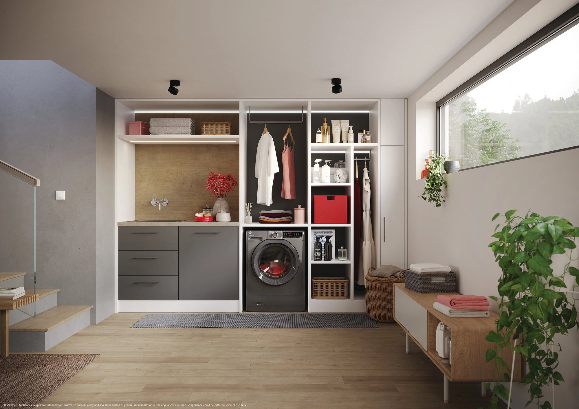 Hoover H3WPS496TMRR6 9kg 1400 Spin Washing Machine - Graphite