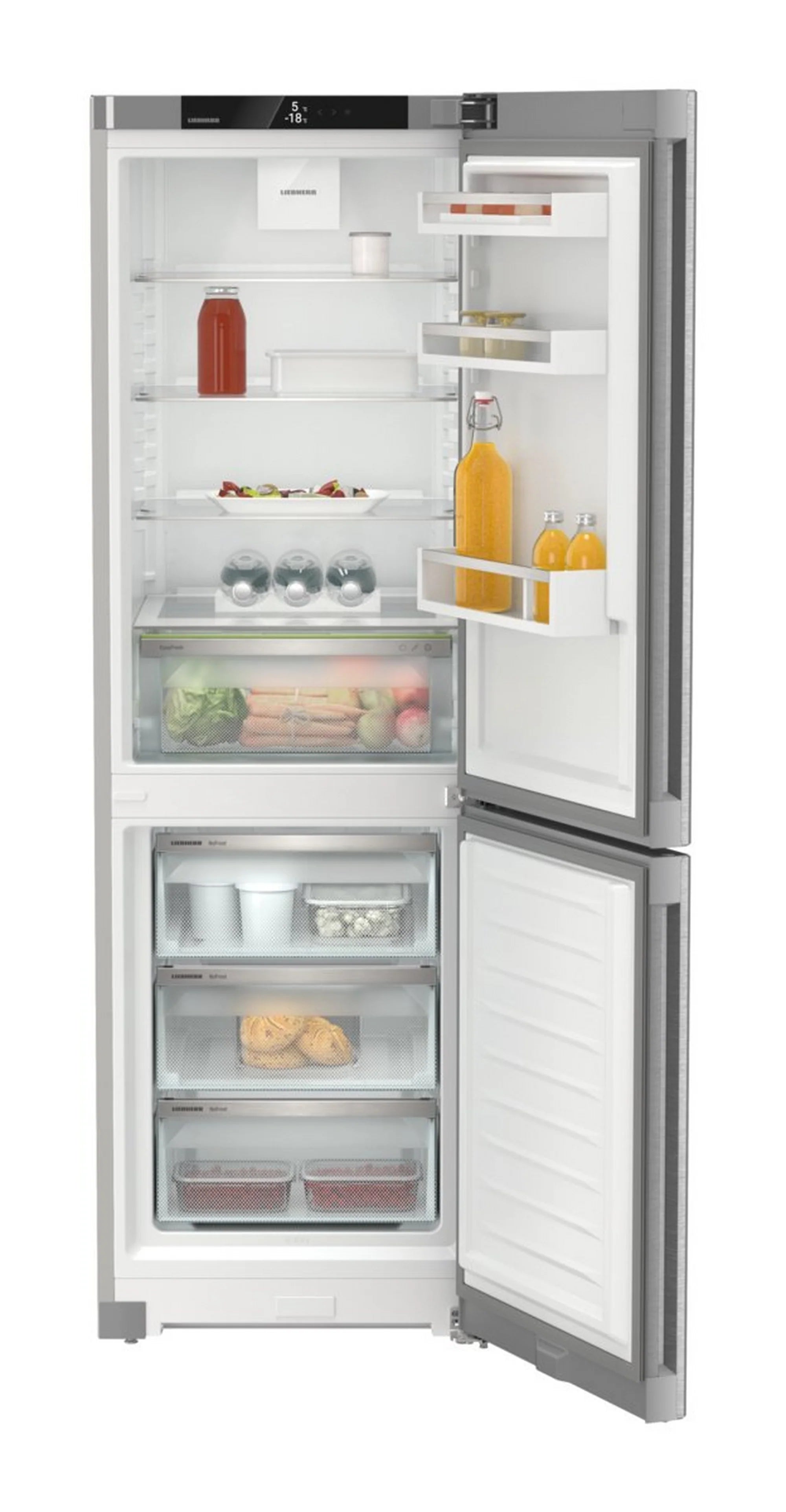 Liebherr CNSDC5203 60cm 60/40 Frost Free Fridge Freezer with EasyFresh - Silver Steel