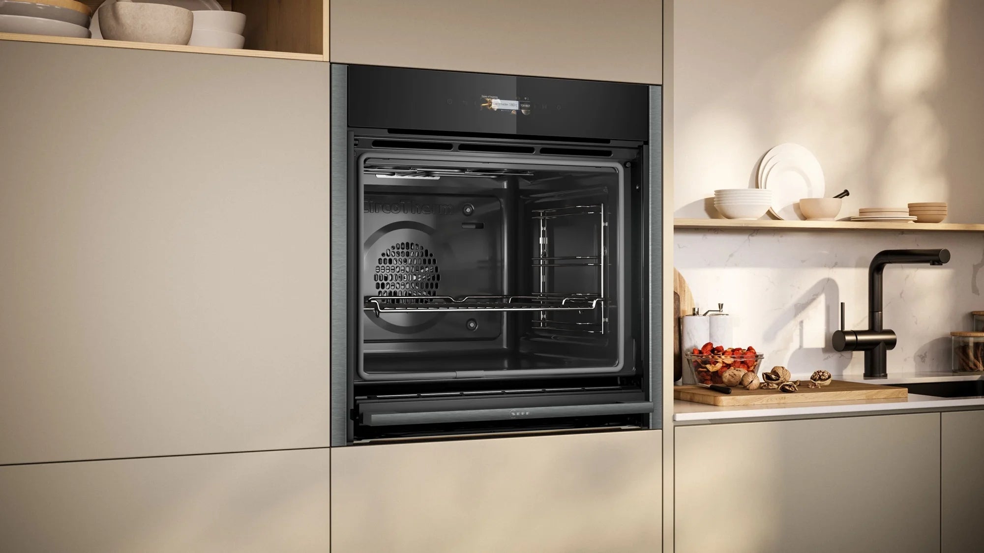 NEFF B54CR71G0B 60cm Slide and Hide Built In Electric Single Oven - Black / Graphite